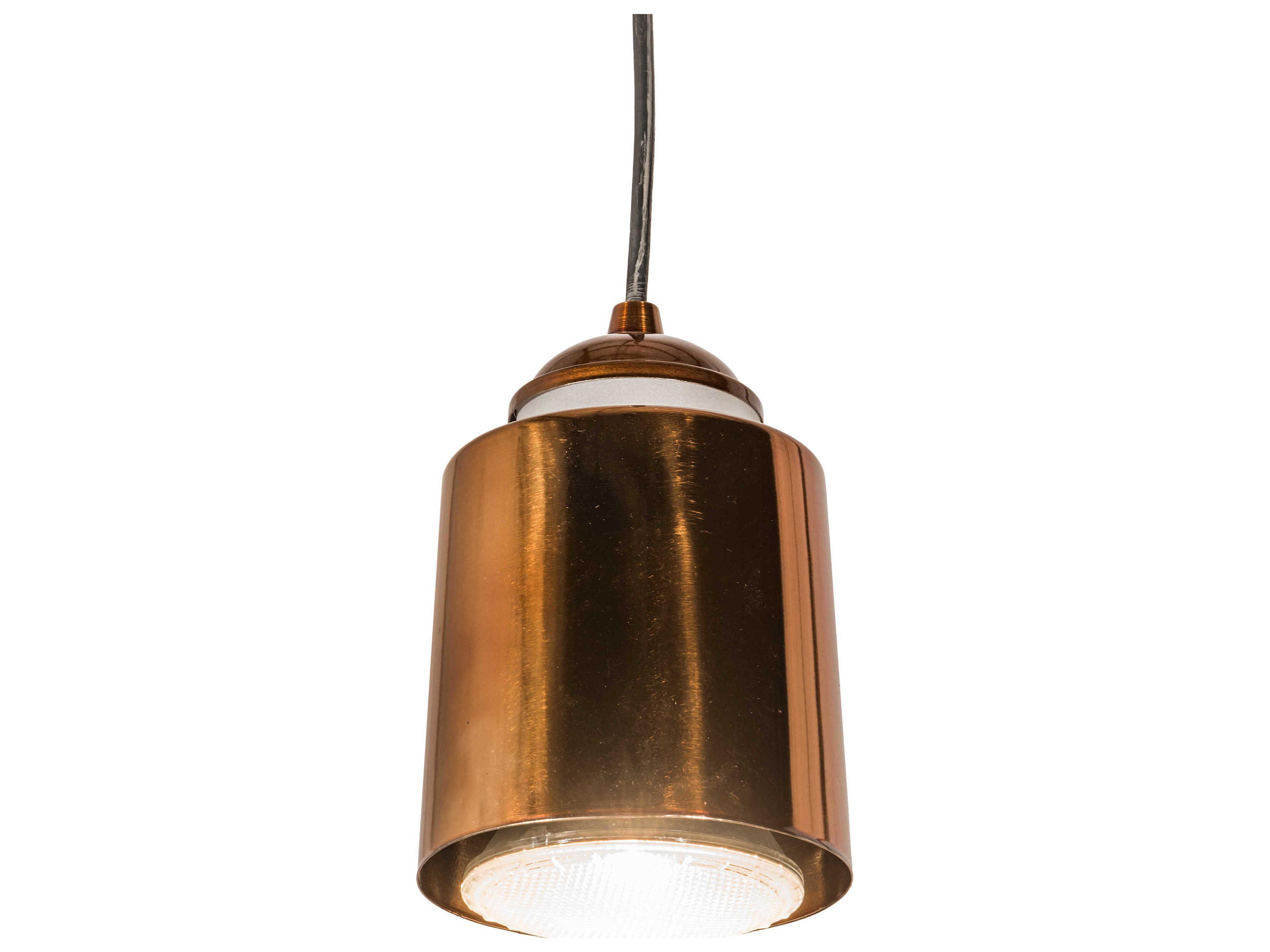 1-Light Copper Glass Cylinder Mini Pendant