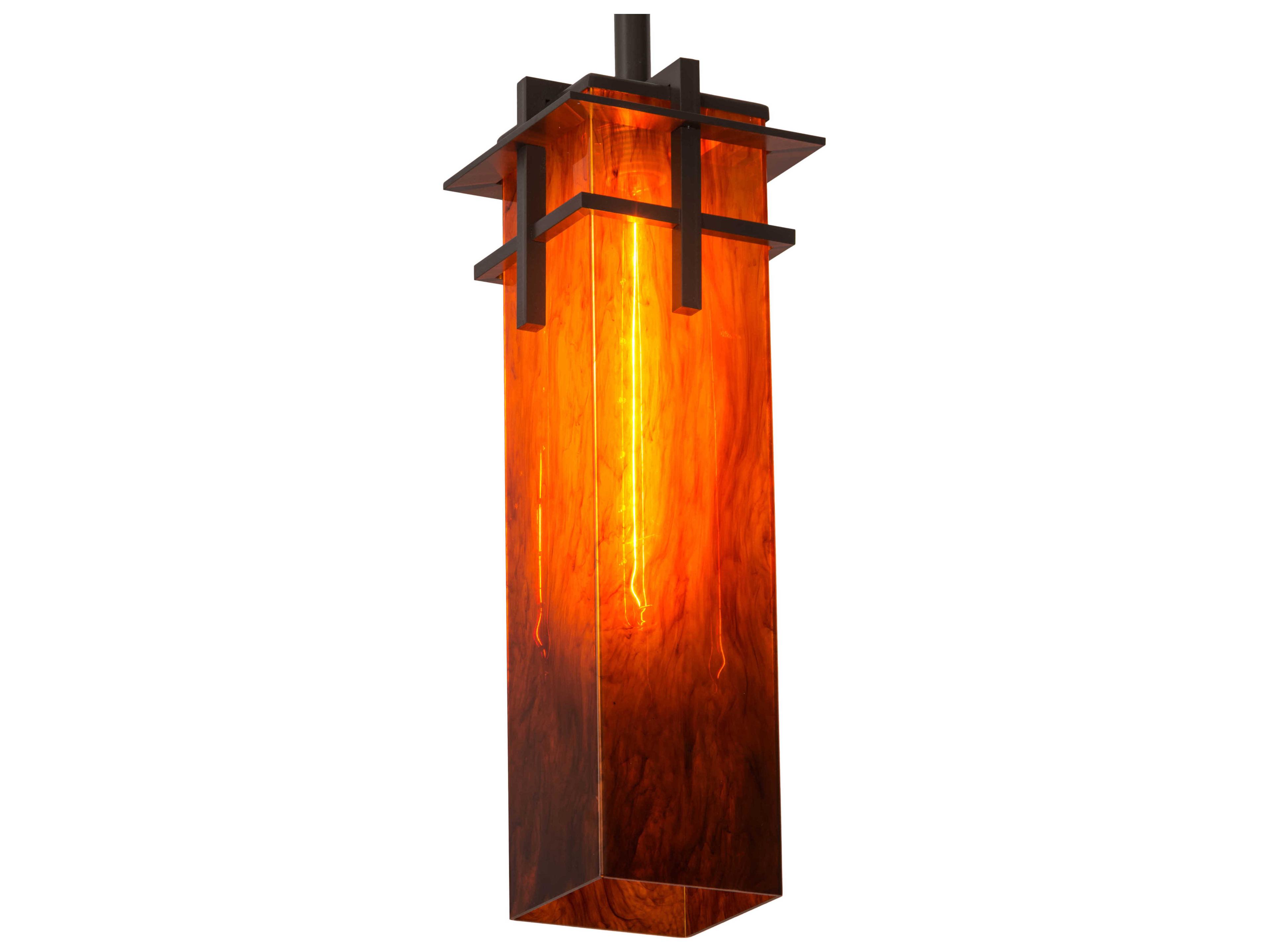 1-Light Bronze Glass Mini Pendant