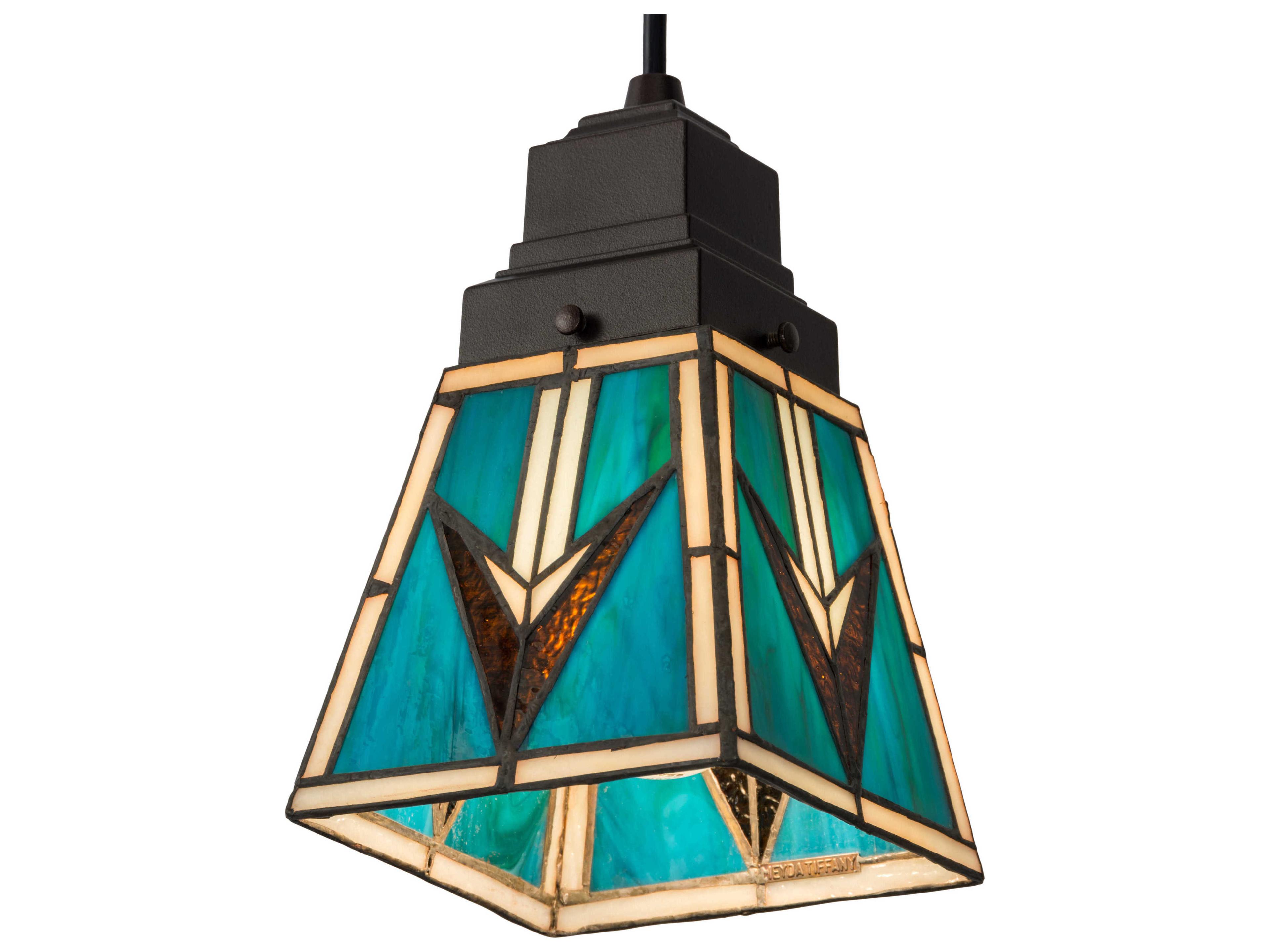 1-Light Blue Glass Tiffany Mini Pendant