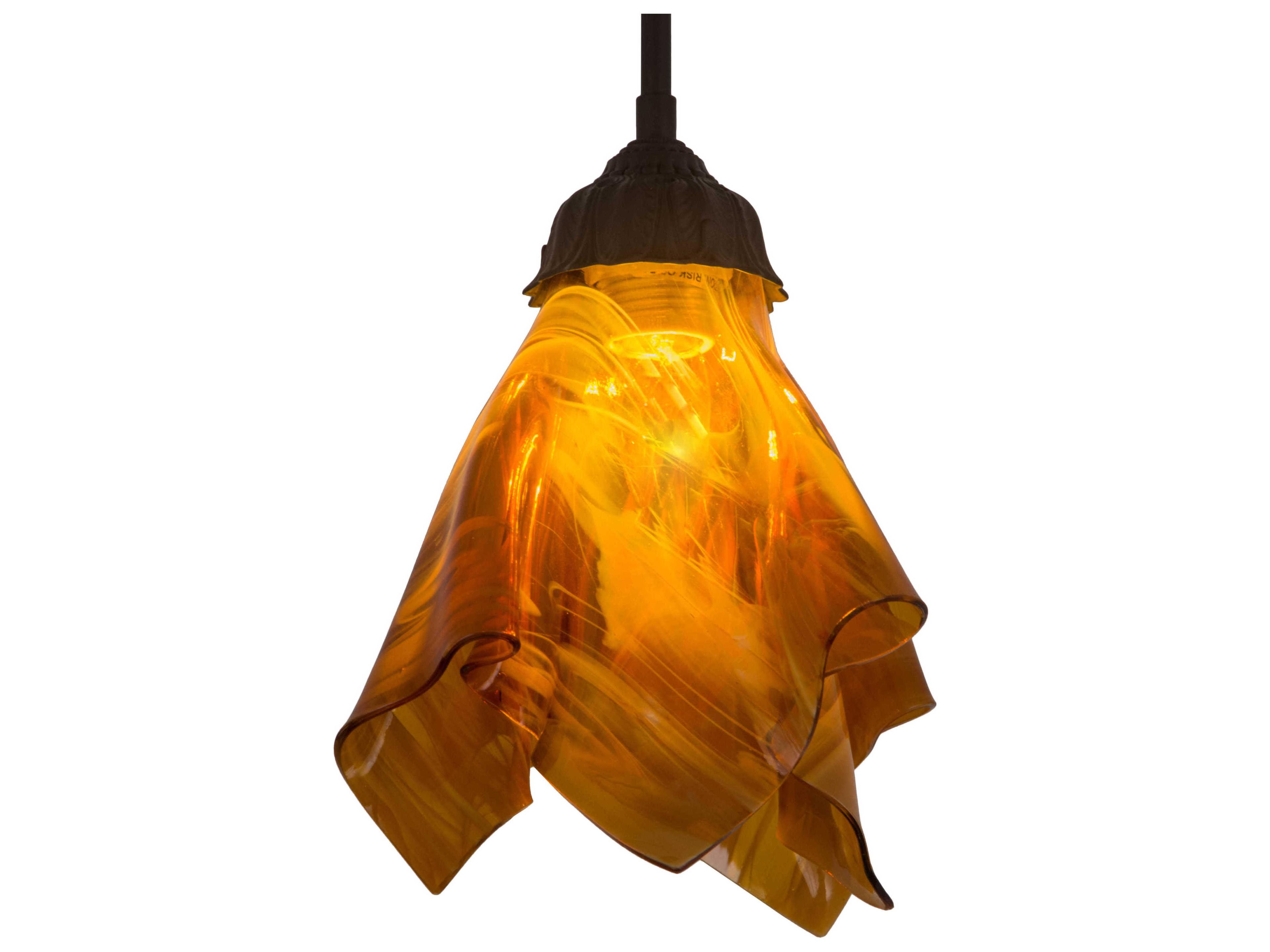 1-Light Bronze Glass Mini Pendant