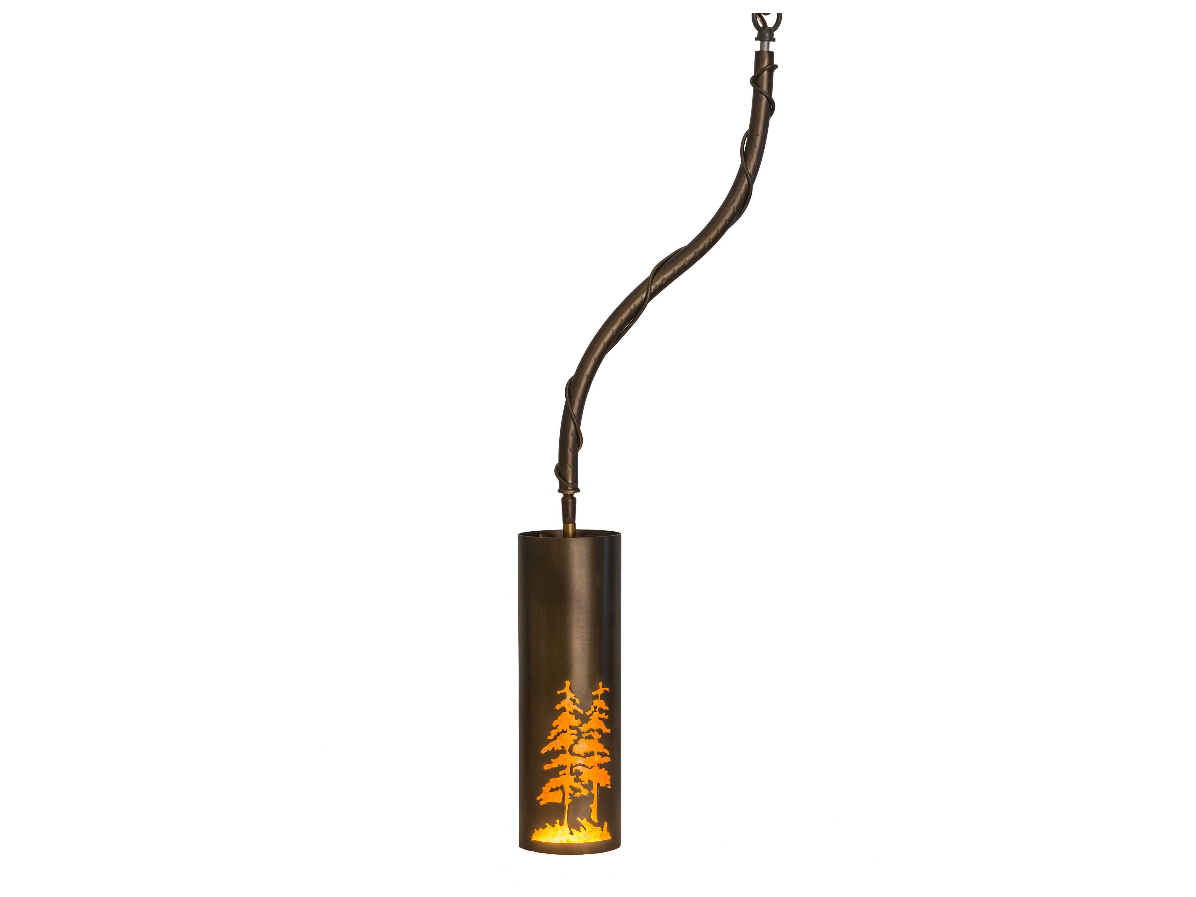 1-Light Copper Glass Cylinder Mini Pendant
