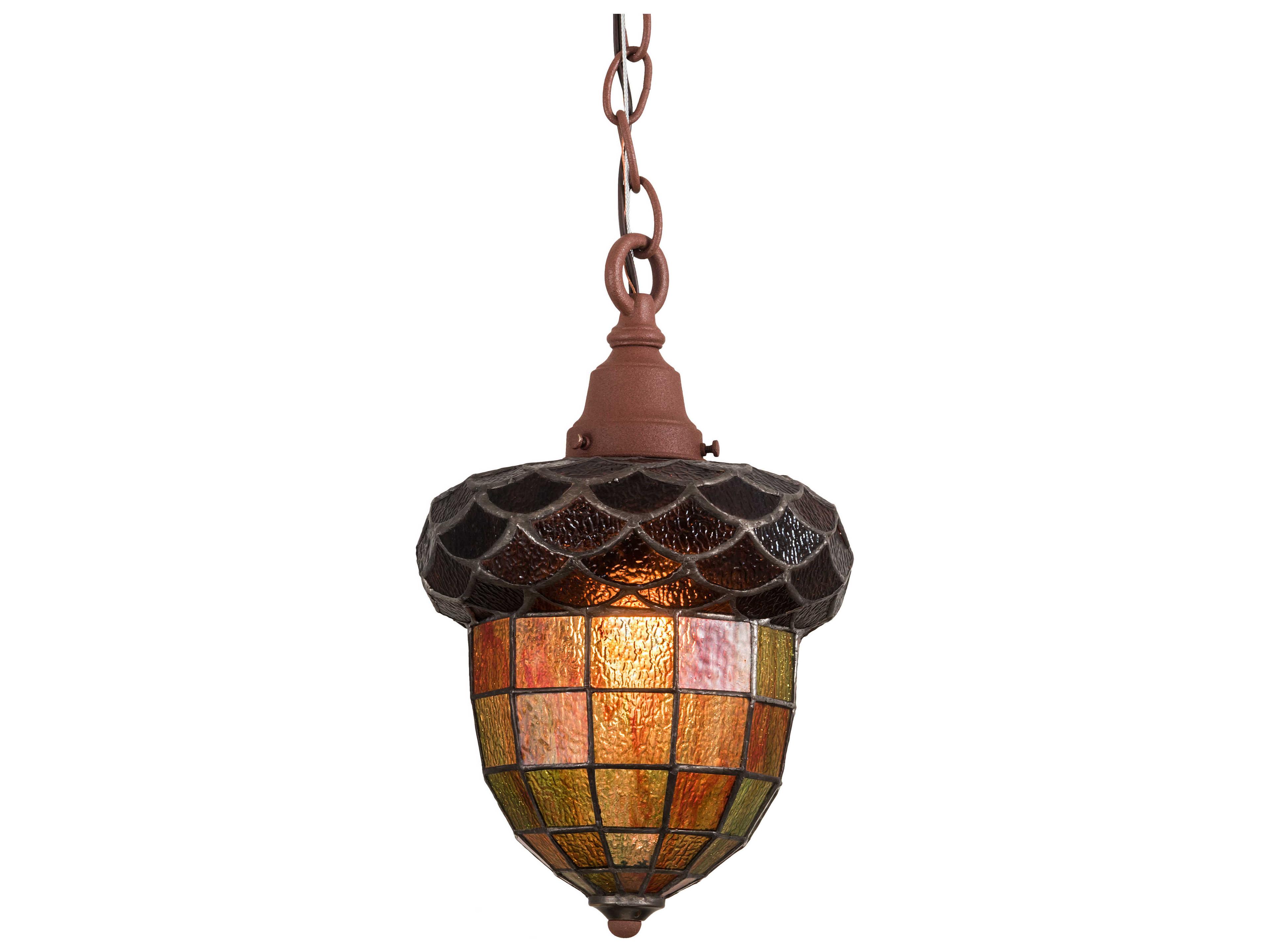 Acorn 1-Light Brown Glass Tiffany Bell Mini Pendant