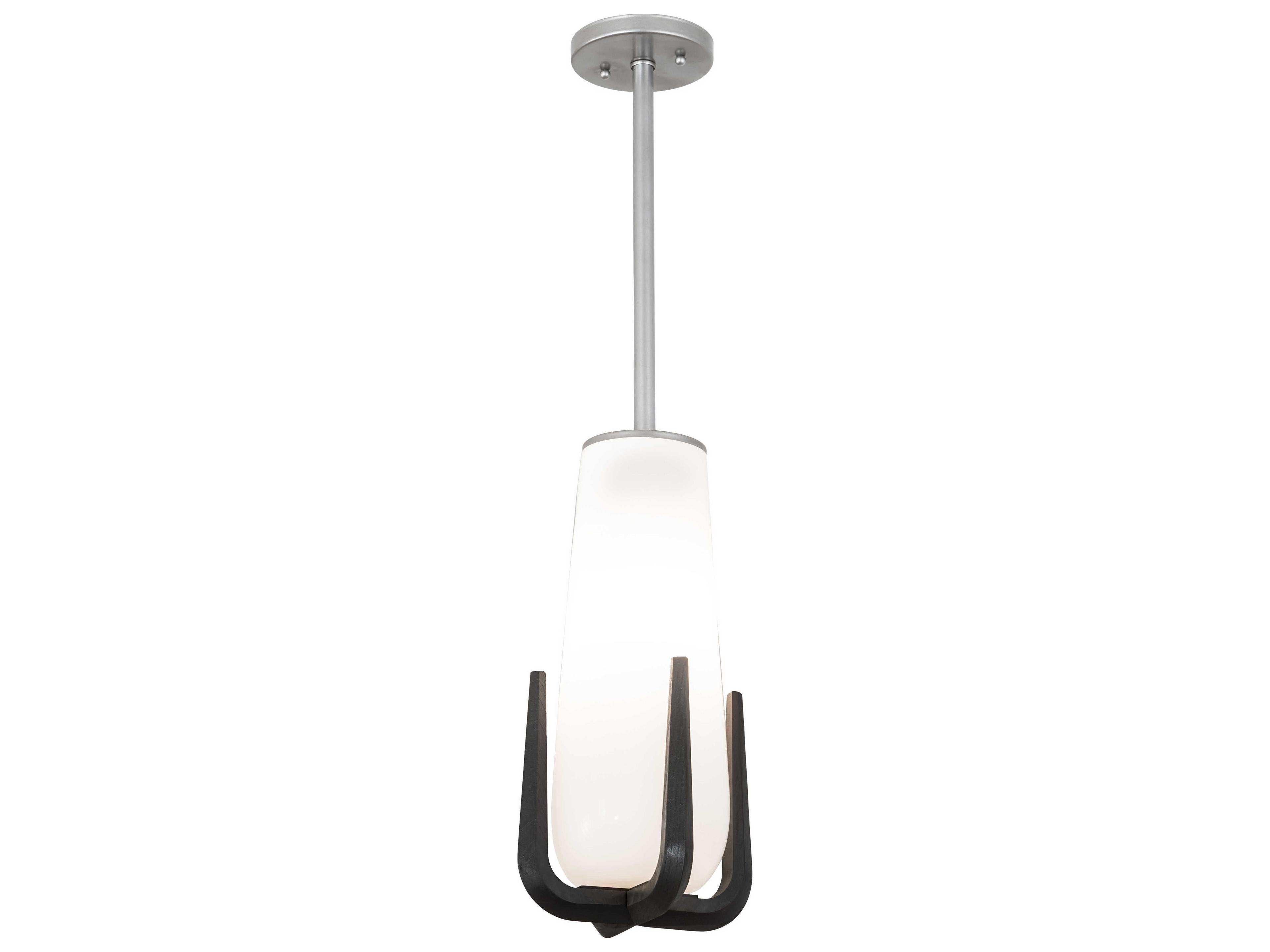 1-Light Black Glass Cylinder Mini Pendant