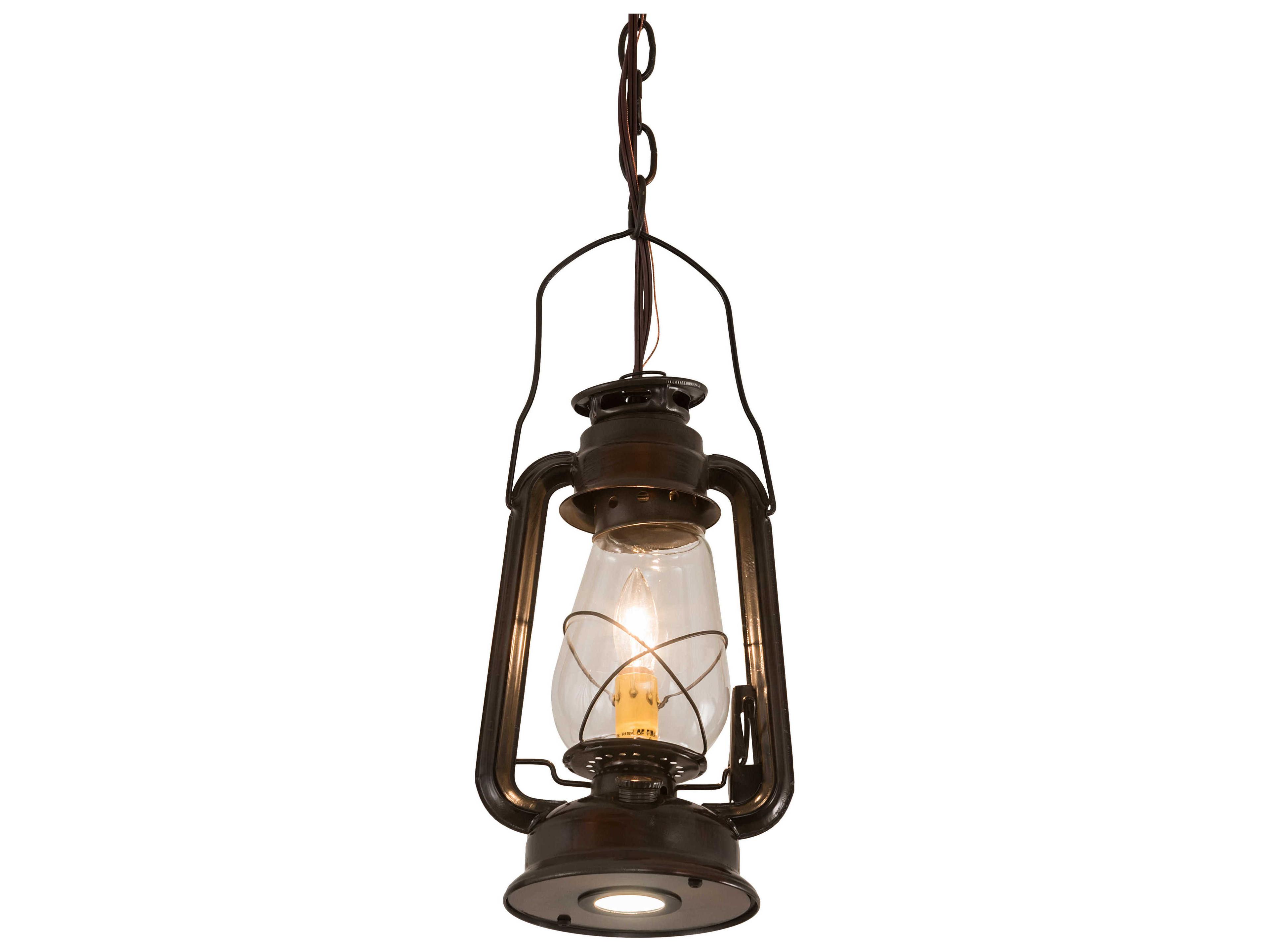 Meyda 1-Light Copper Glass Lantern Mini Pendant