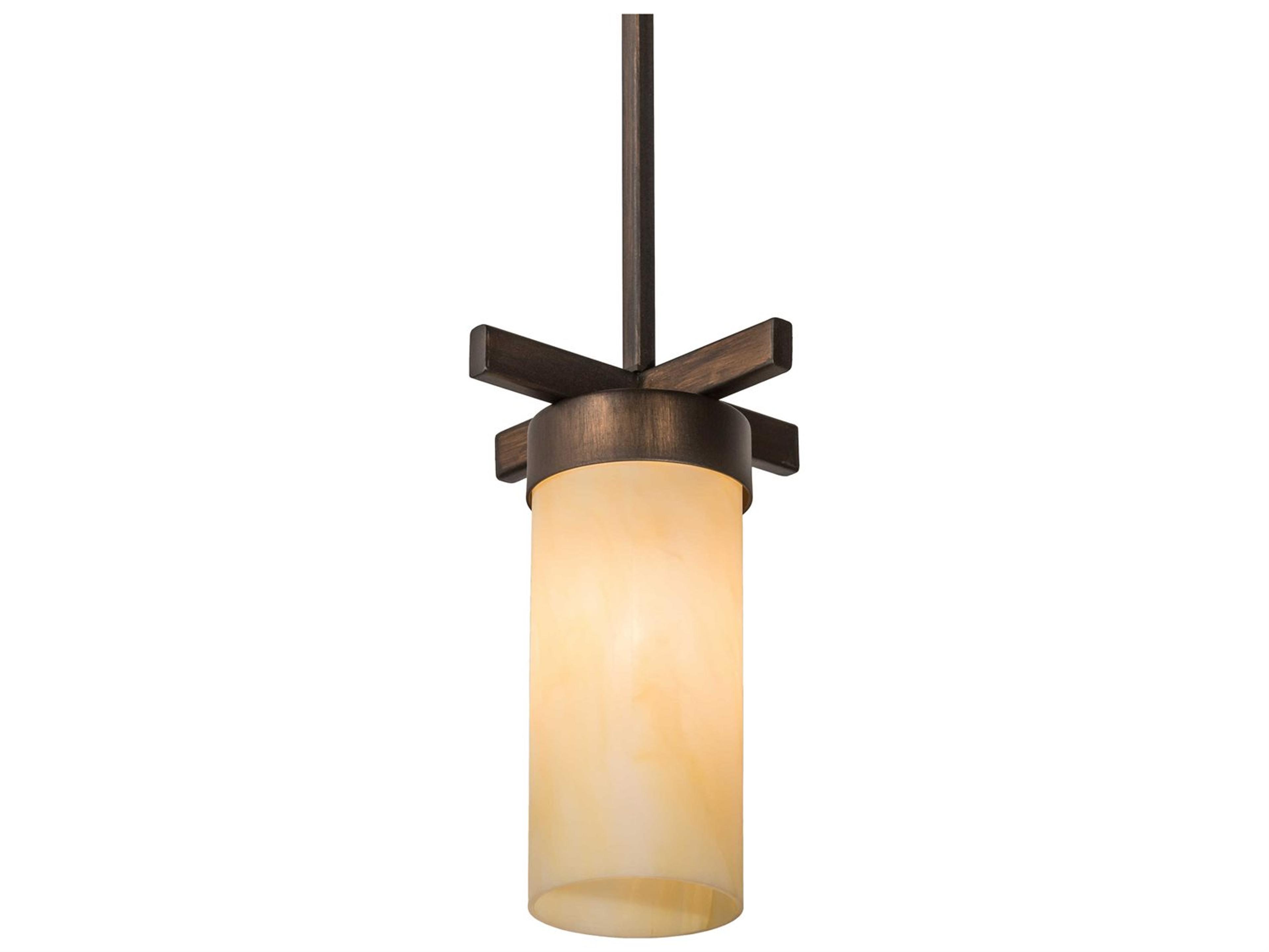 1-Light Brown Glass Cylinder Mini Pendant