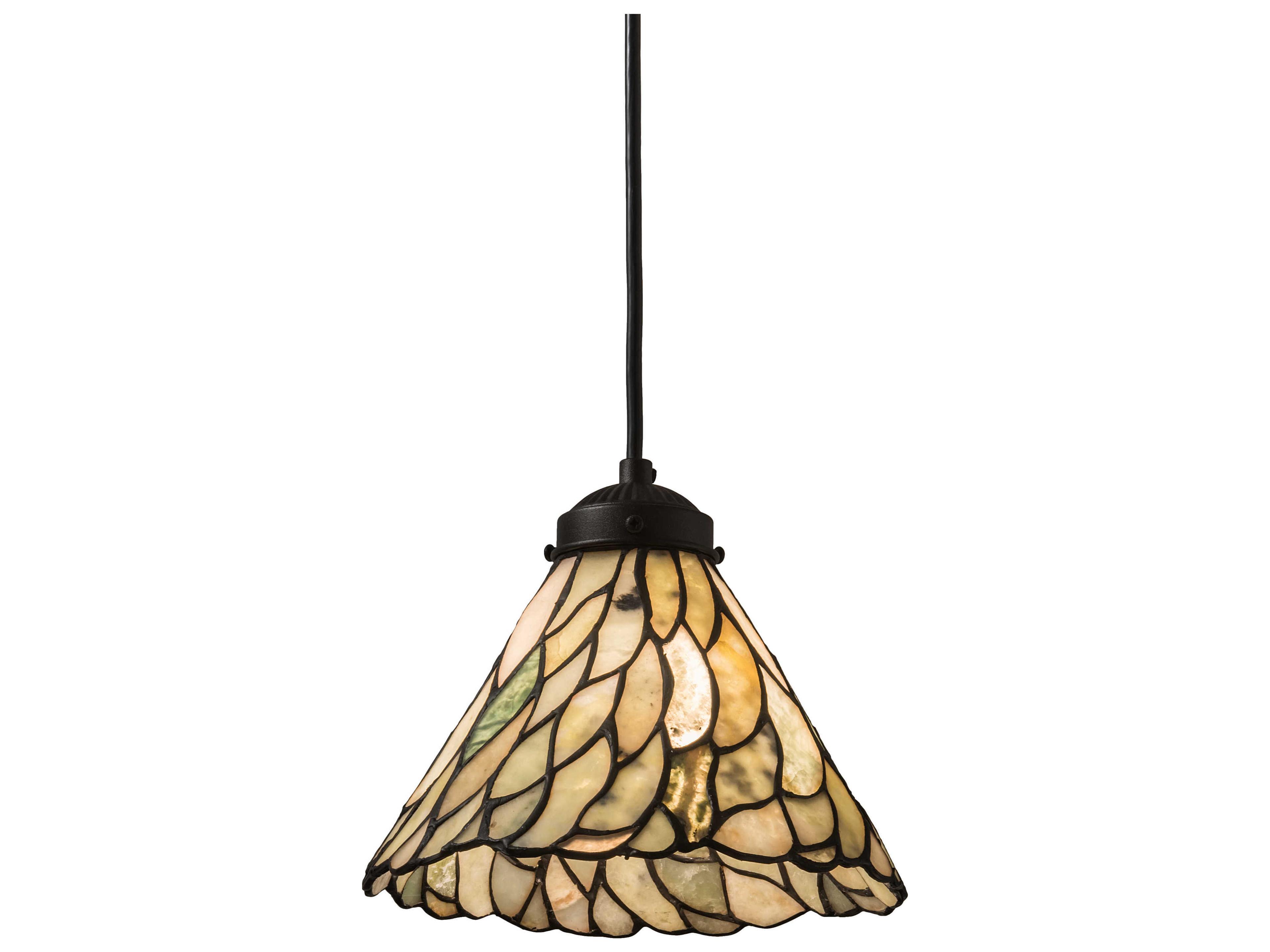 Willow 1-Light Black Glass Tiffany Mini Pendant