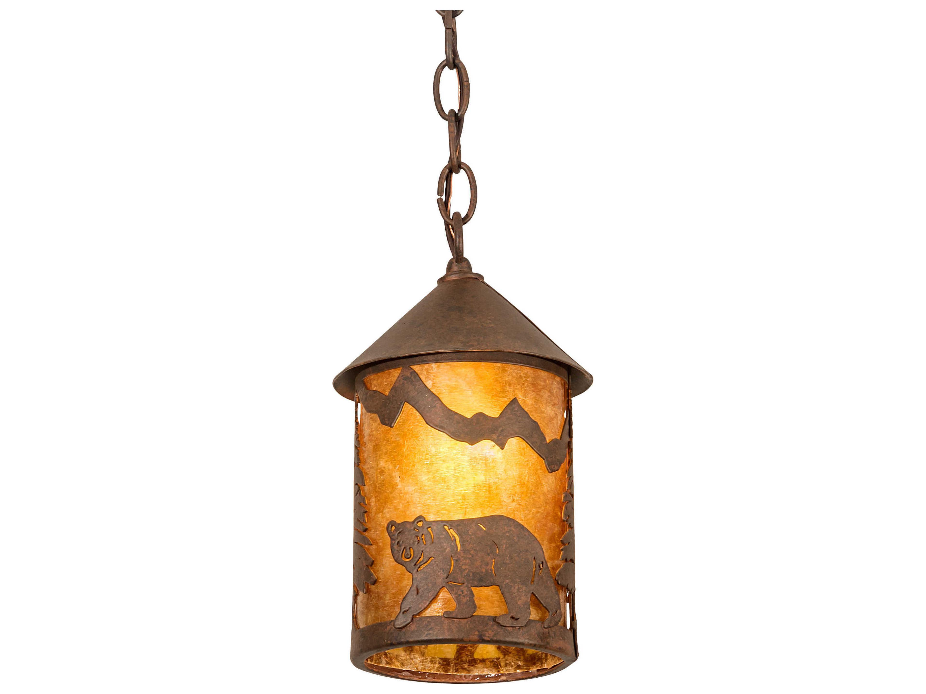 1-Light Brown Cylinder Lantern Mini Pendant