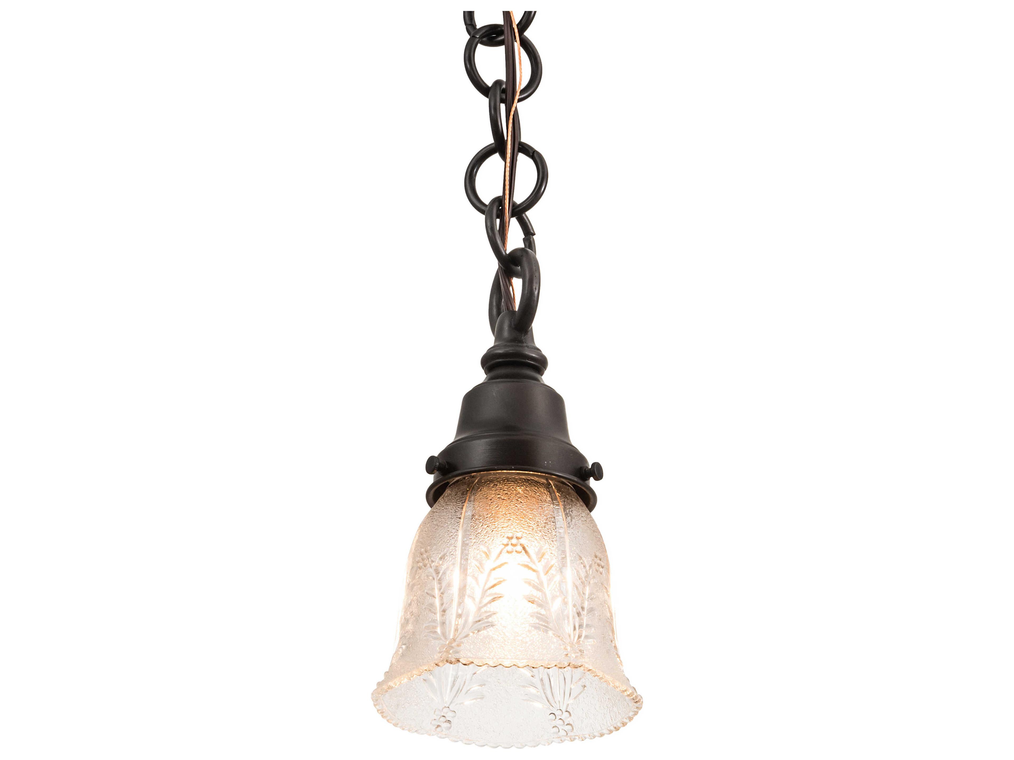 1-Light Brown Glass Bell Mini Pendant