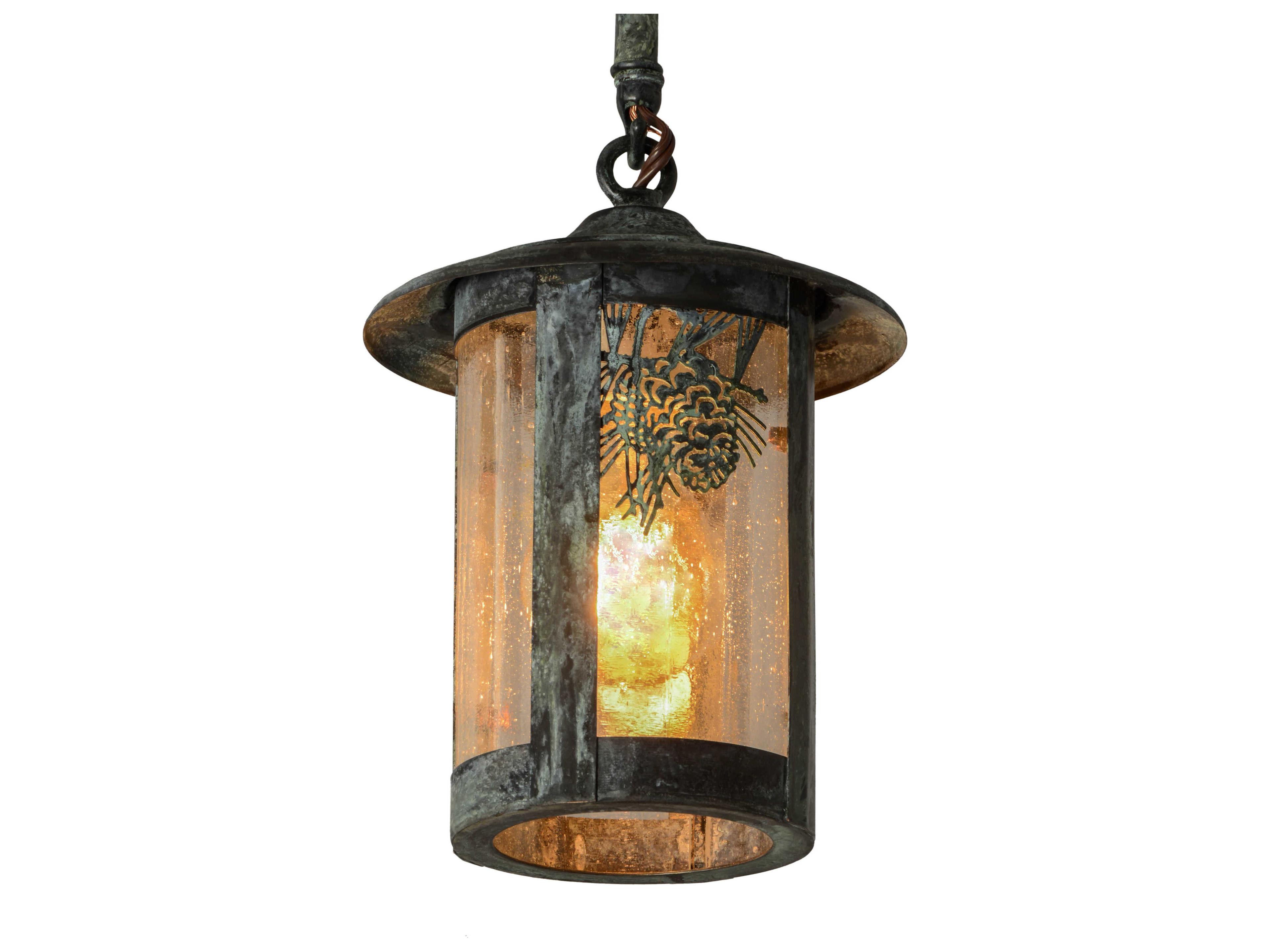 1-Light Green Glass Cylinder Mini Pendant