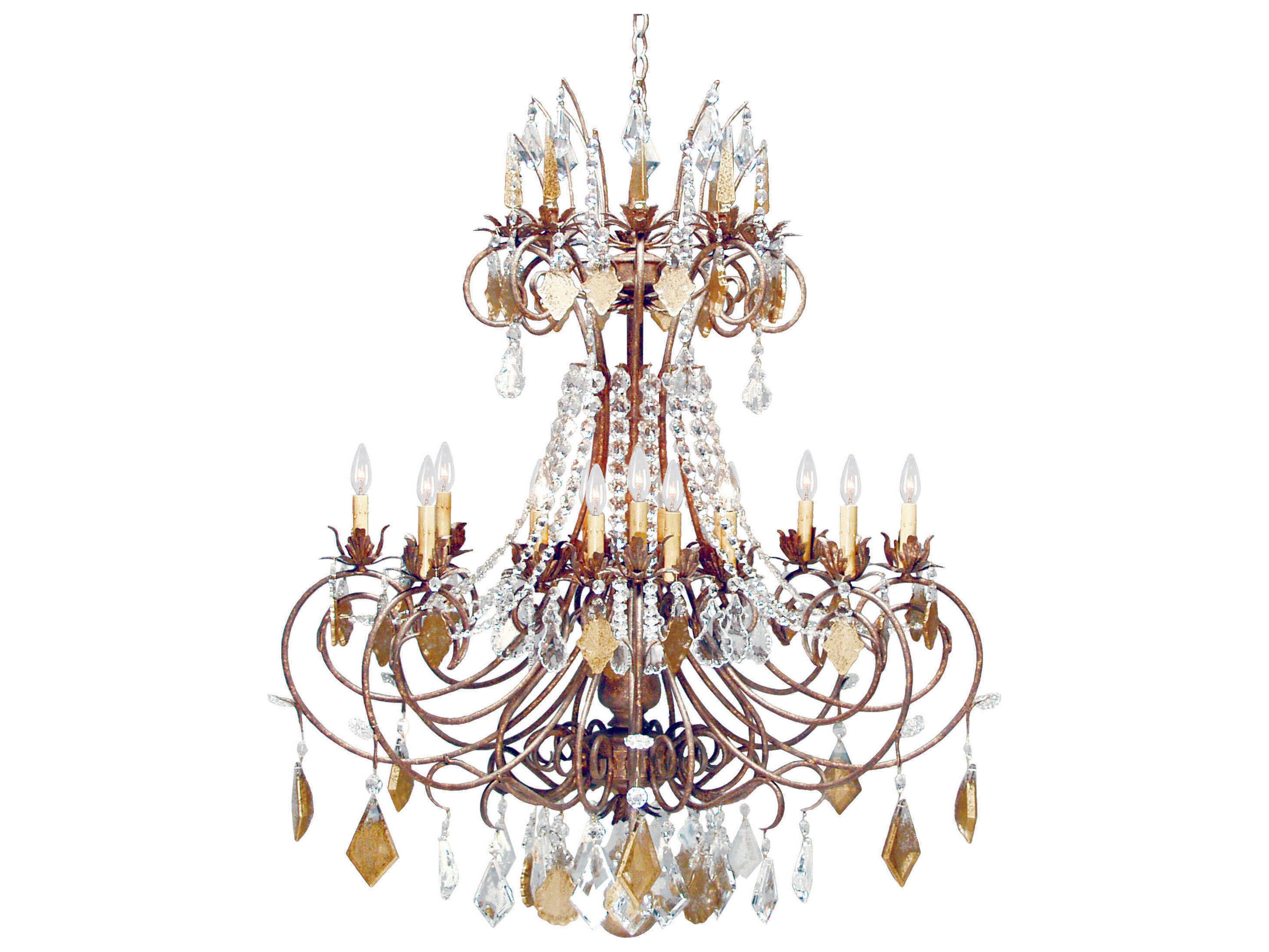 Minuet 16-Light6-Light Pompeii Gold Clear Crystal Candelabra Tiered Chandelier