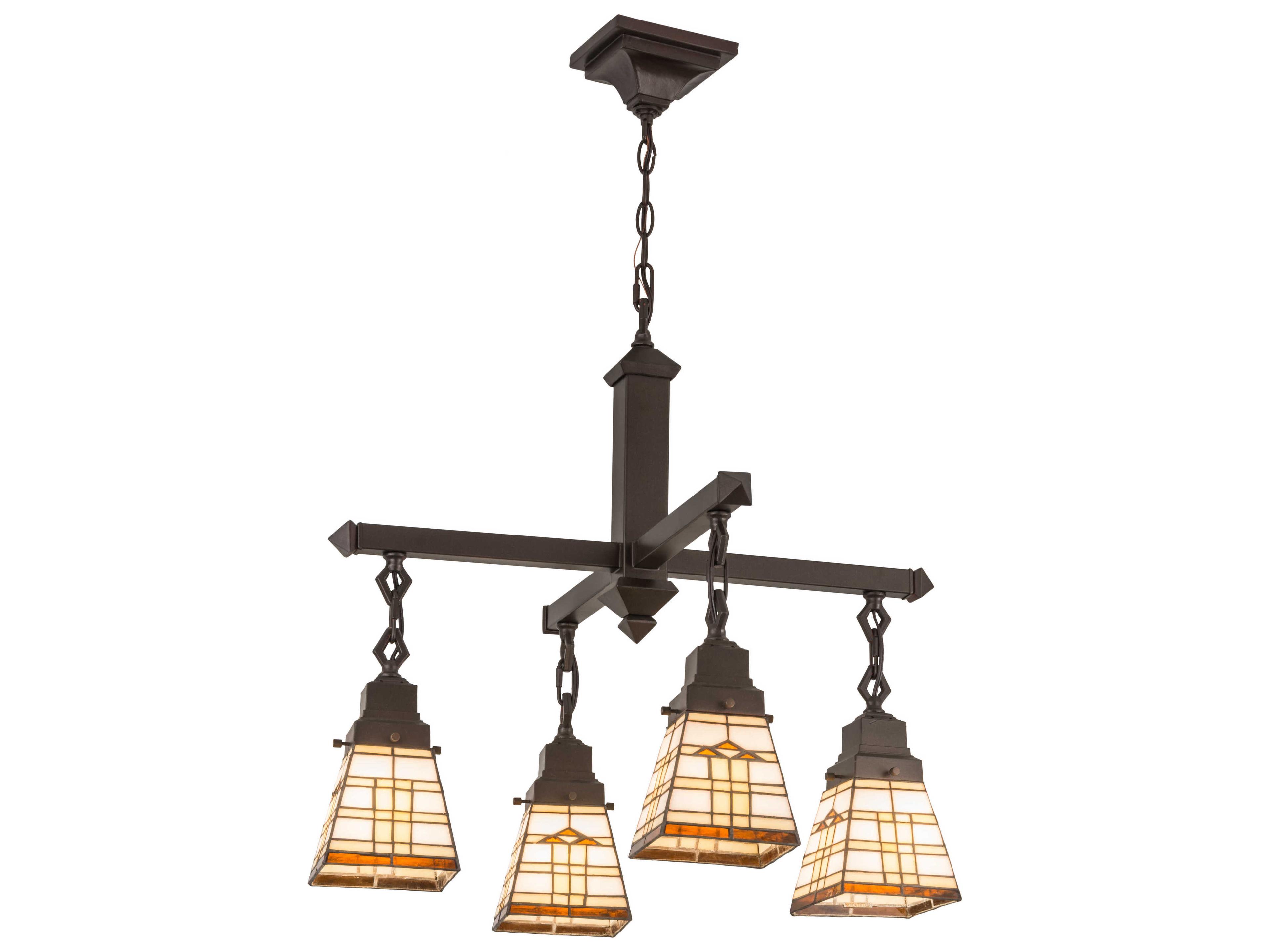 Arrowhead 4-Light Yellow Glass Tiffany Lantern Chandelier