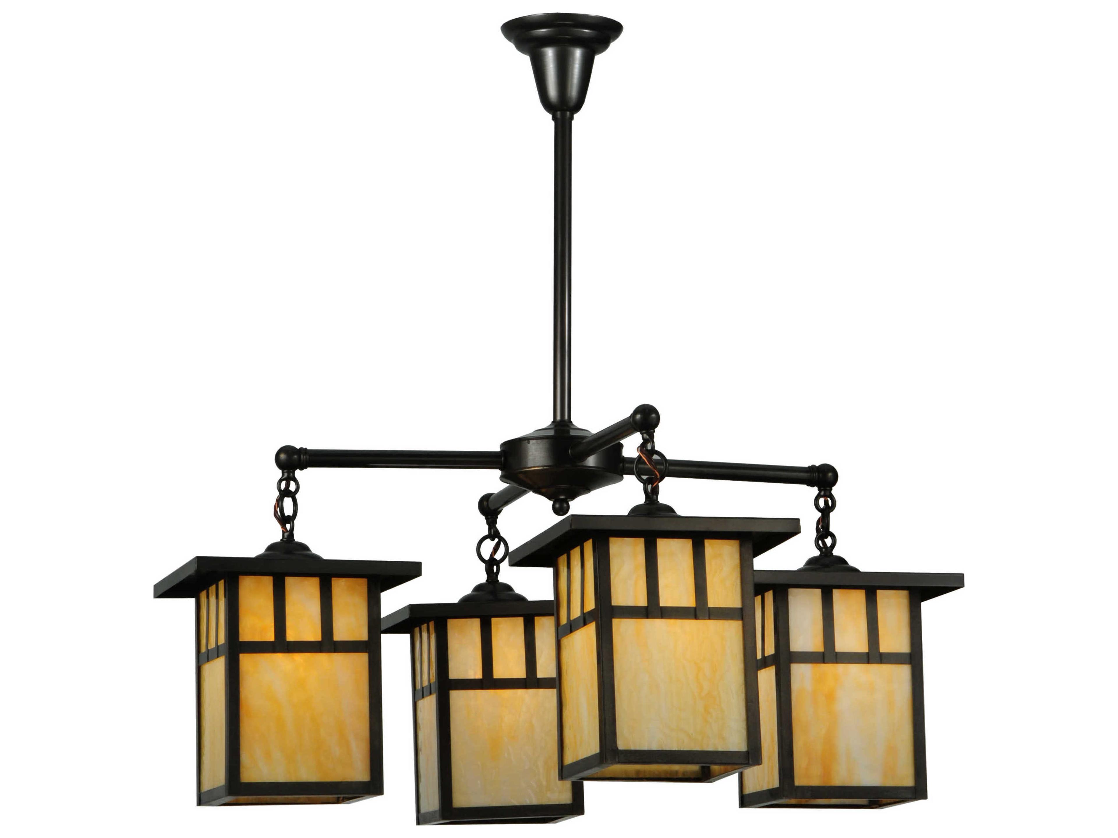Mission 4-Light Black Geometric Lantern Chandelier