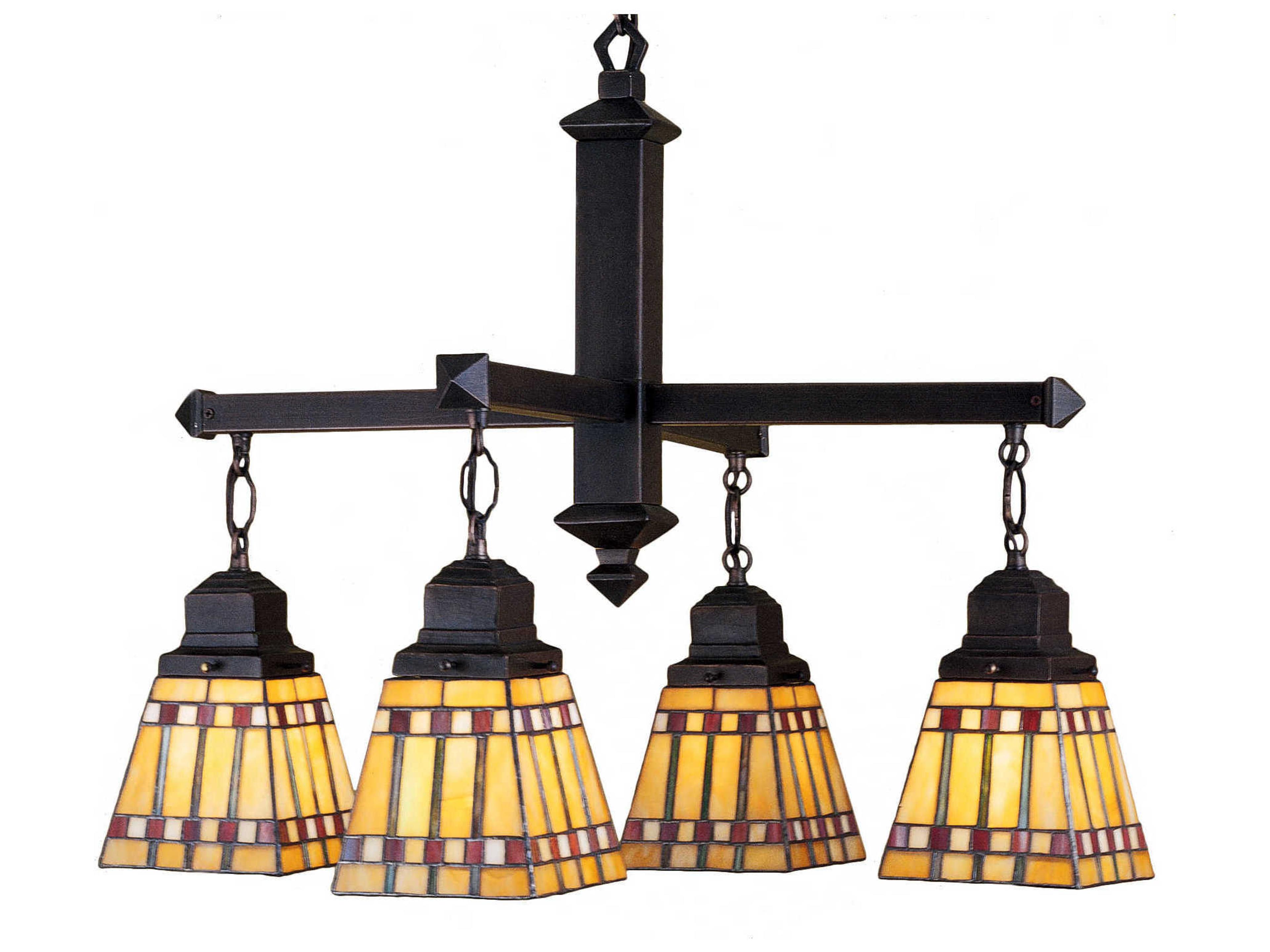 Prairie Corn 4-Light Bronze Glass Chandelier