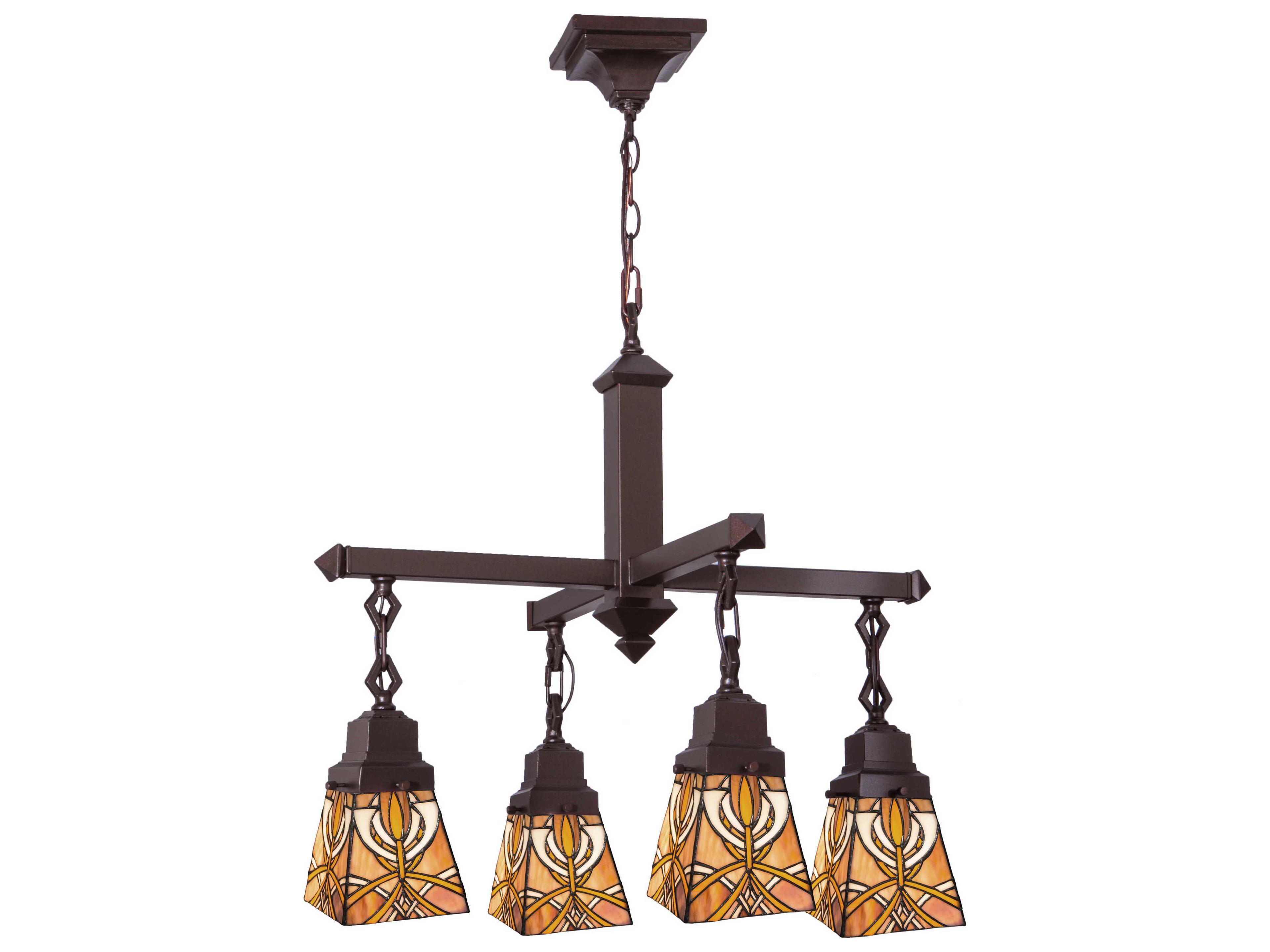 Mission 4-Light Black Tiffany Geometric Chandelier