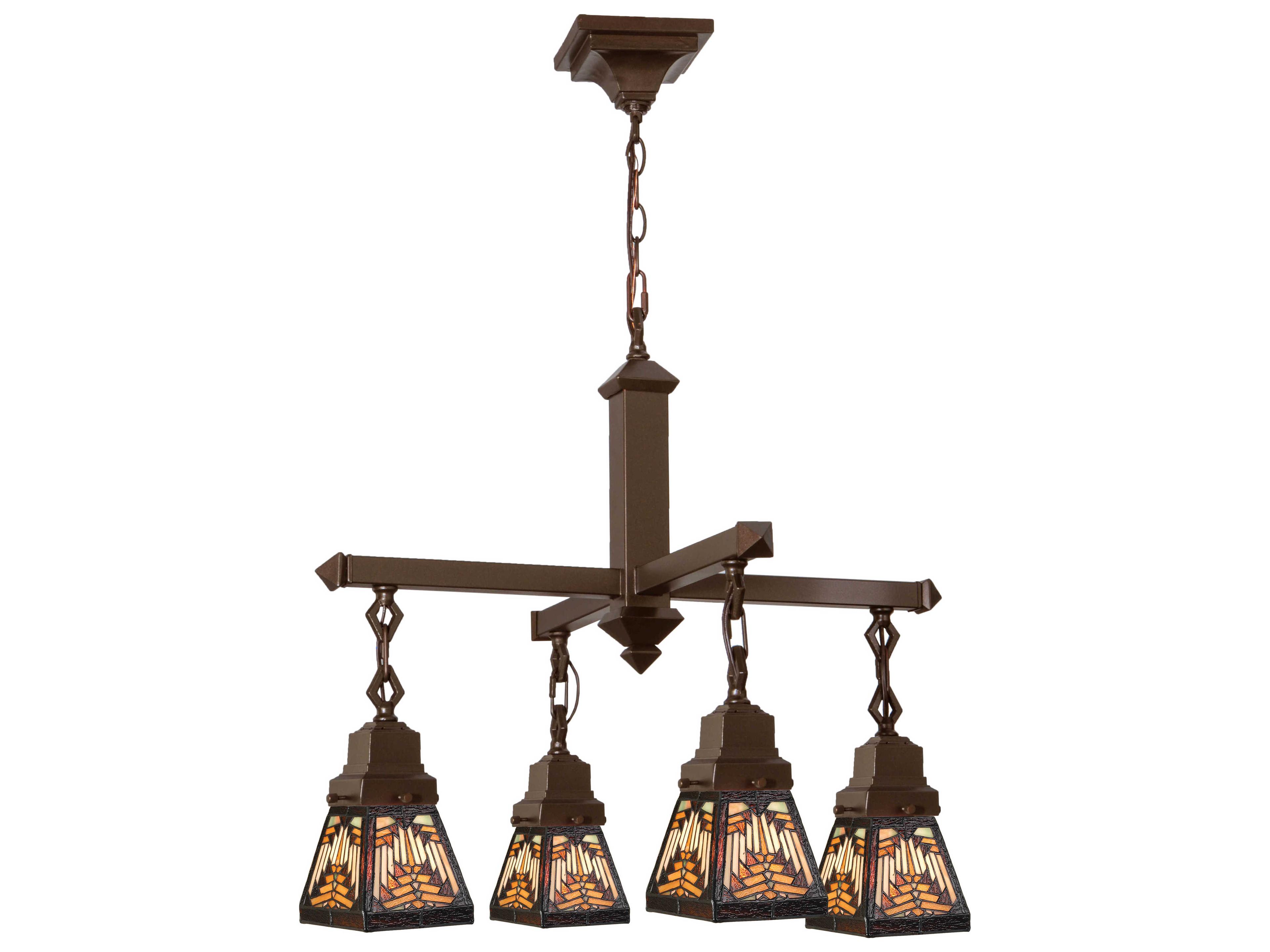 Nuevo Mission 4-Light Bronze Tiffany Lantern Chandelier