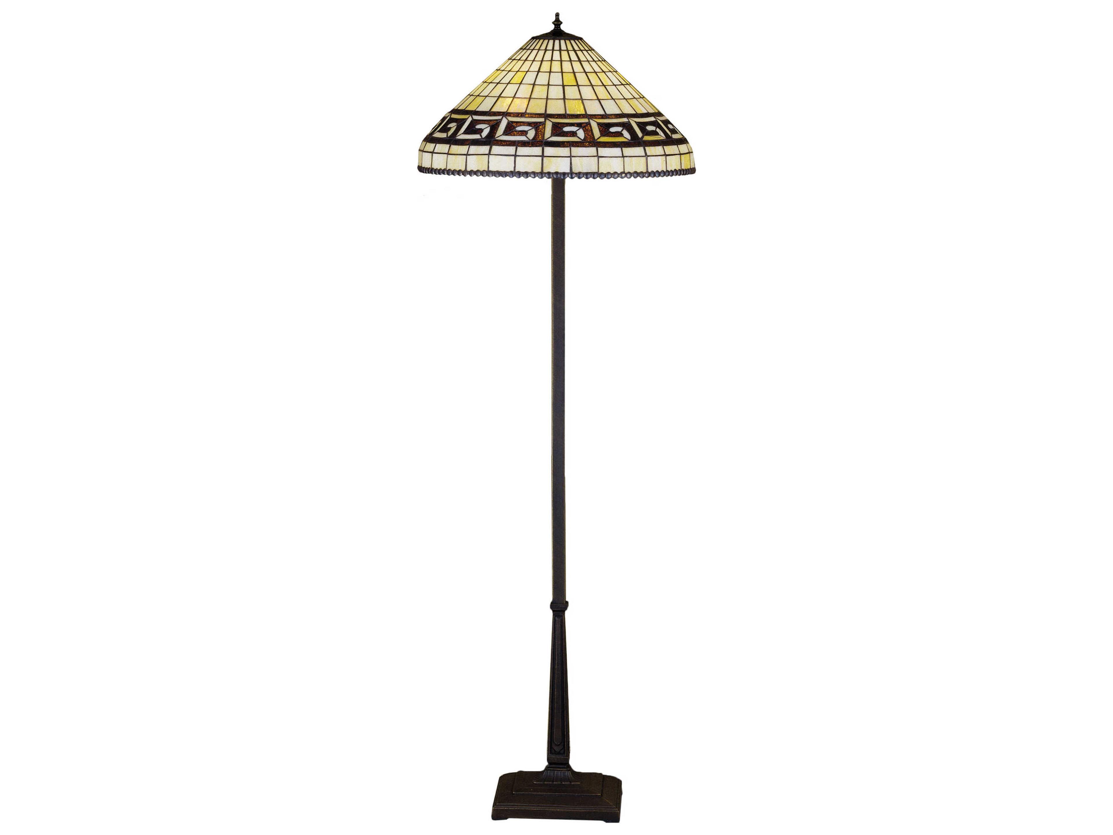 Greek Key Bronze Tiffany Floor Lamp