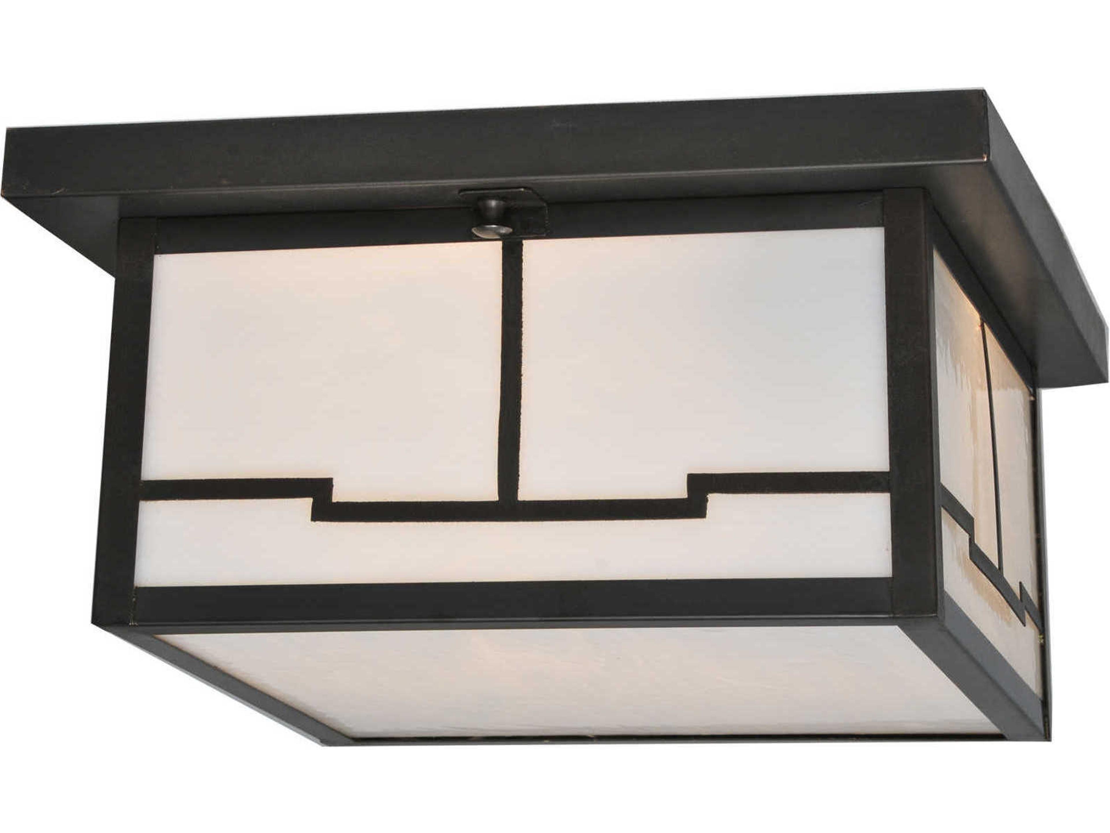 Mission 2-Light Brown Geometric Flush Mount