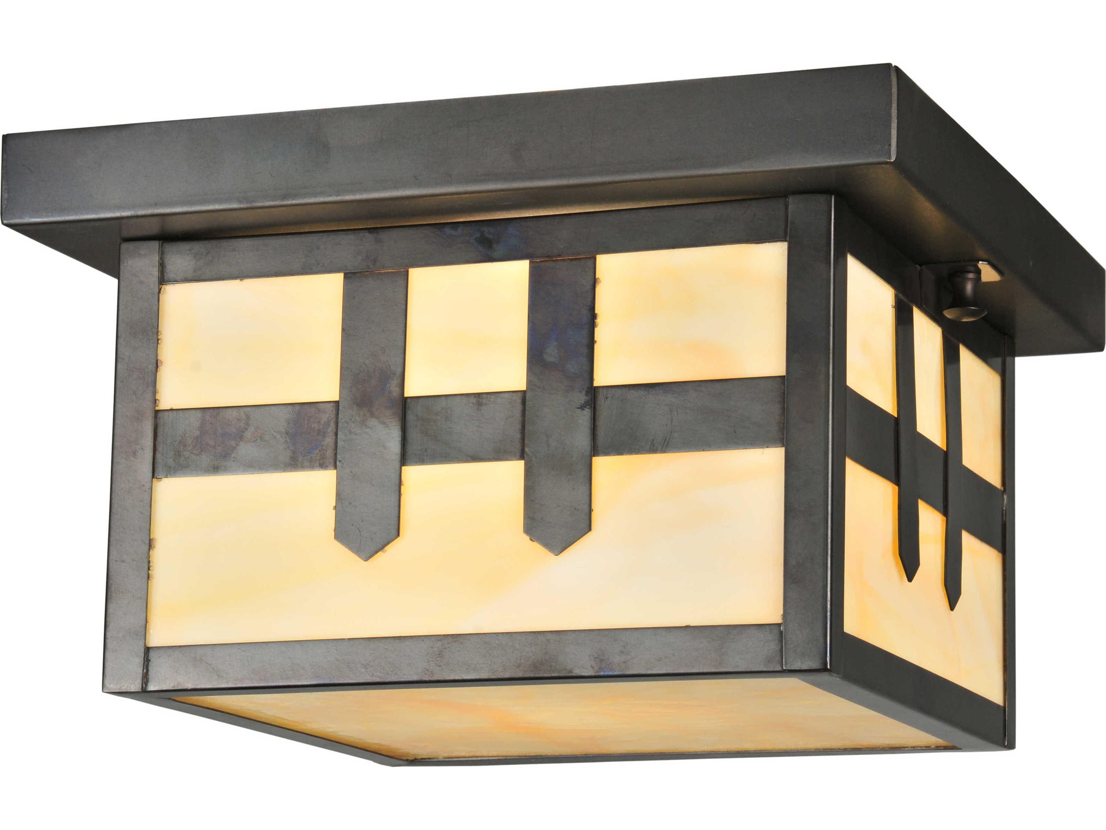 Mission 1-Light Brown Geometric Flush Mount