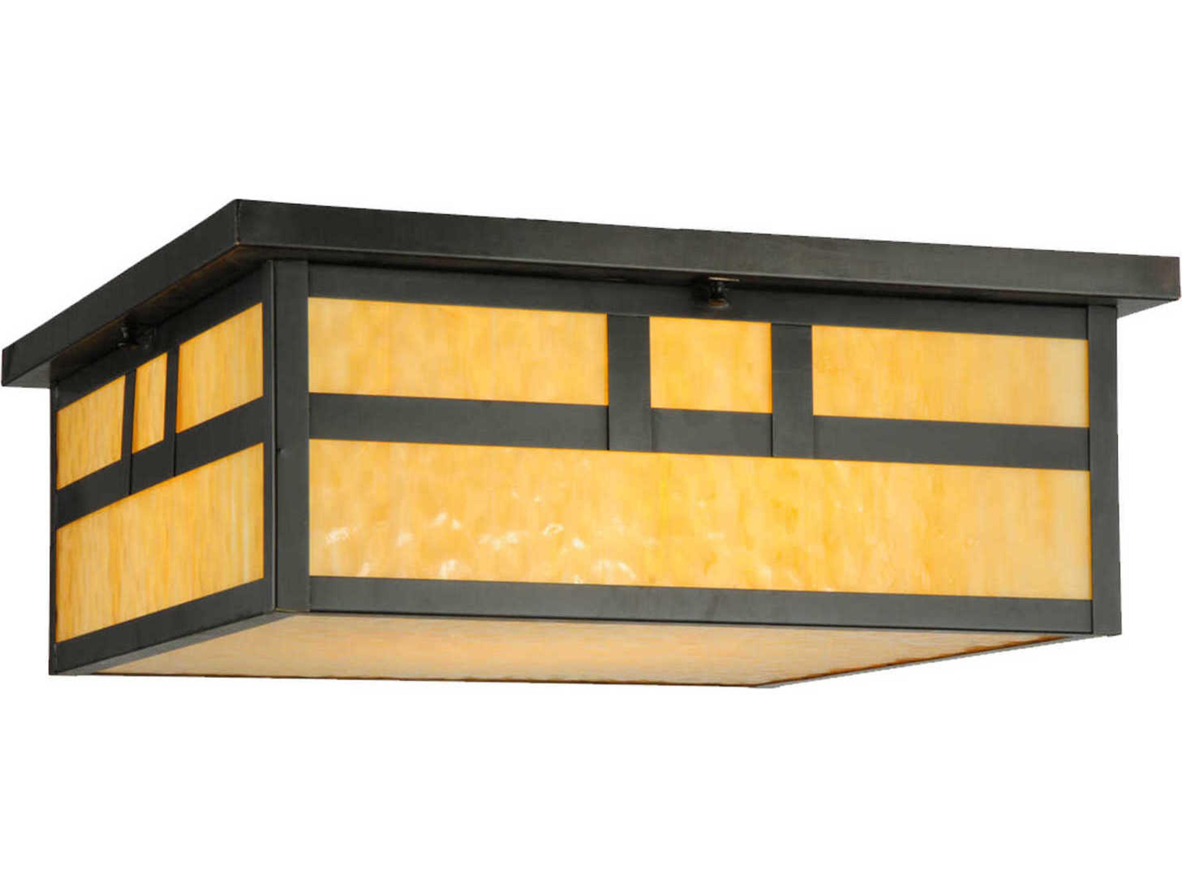 Mission 4-Light Brown Geometric Flush Mount