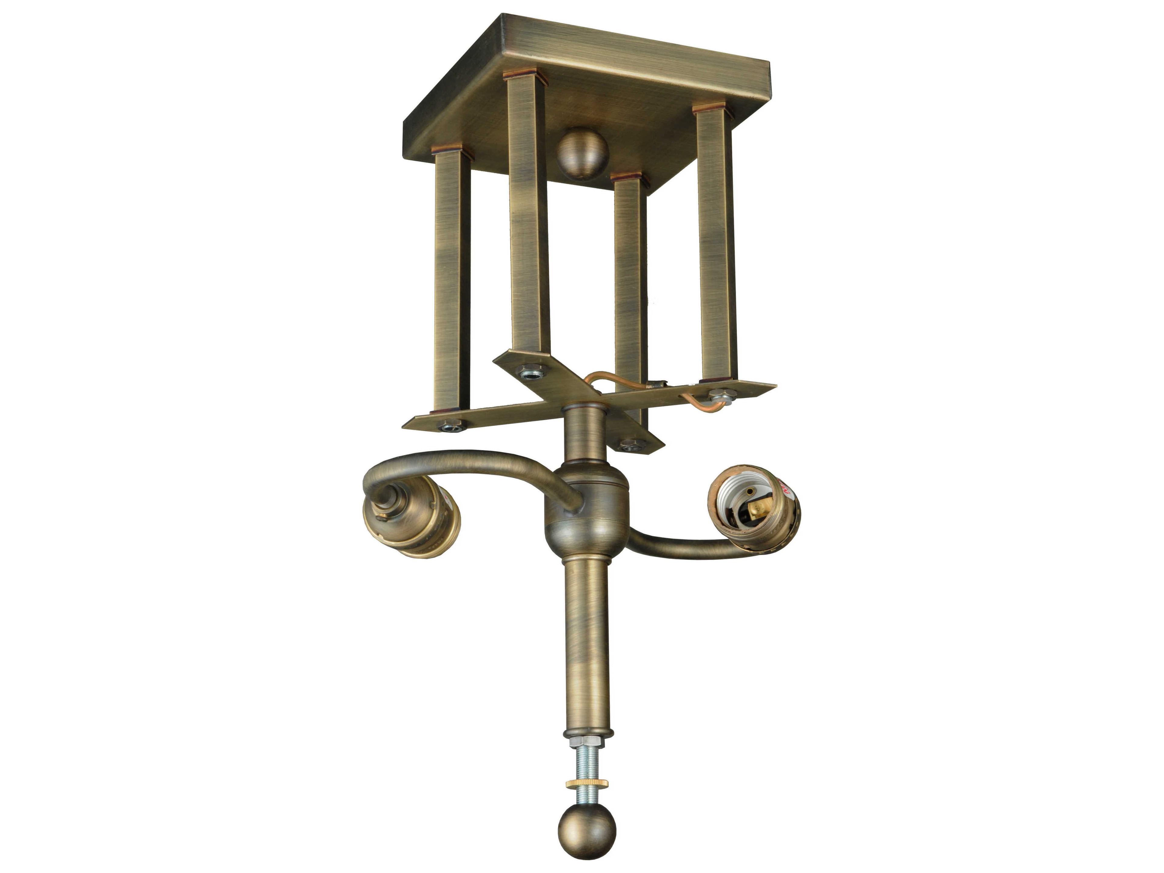 Mission 2-Light Brass Flush Mount