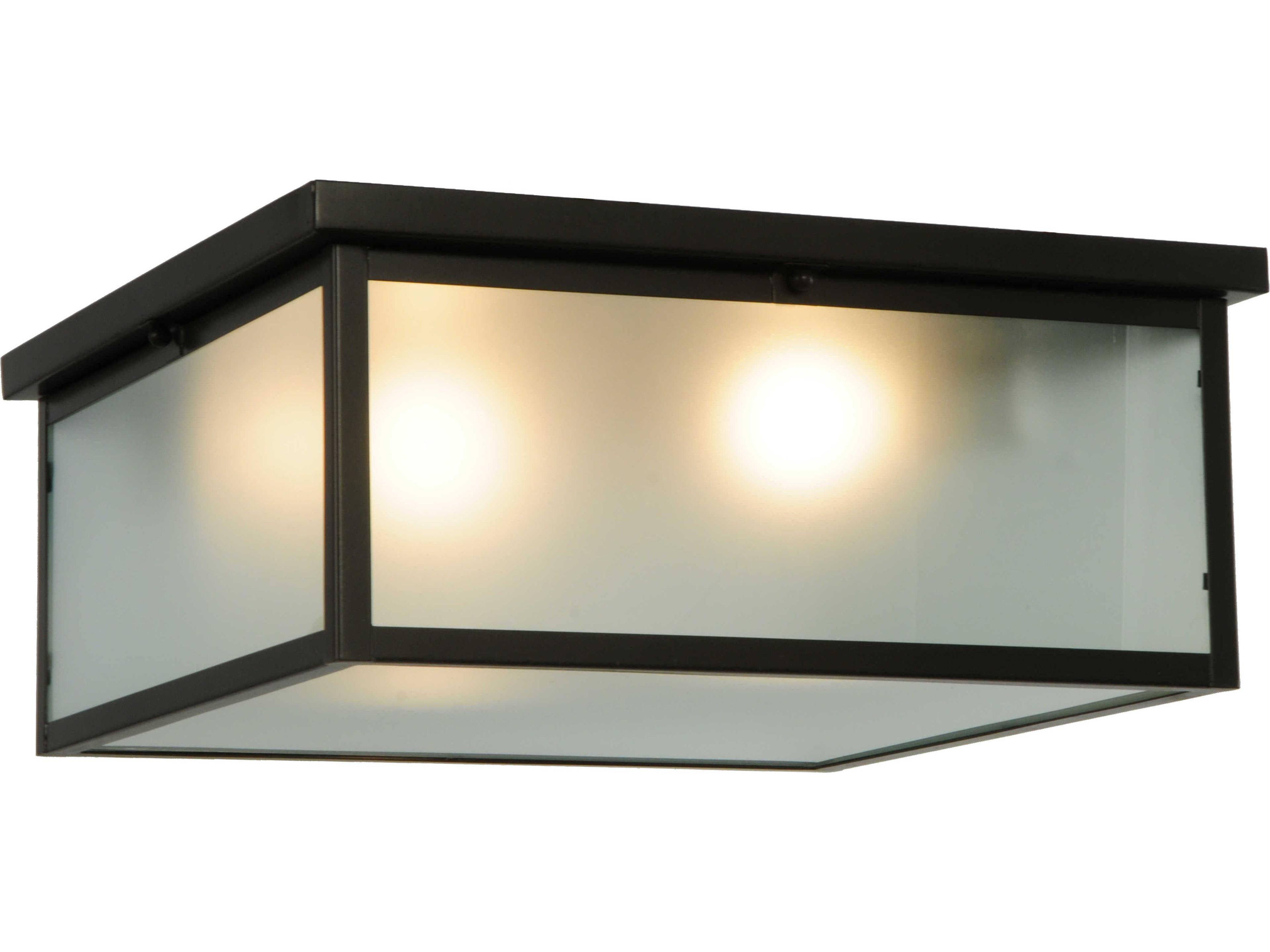 Mission 2-Light Bronze Geometric Flush Mount