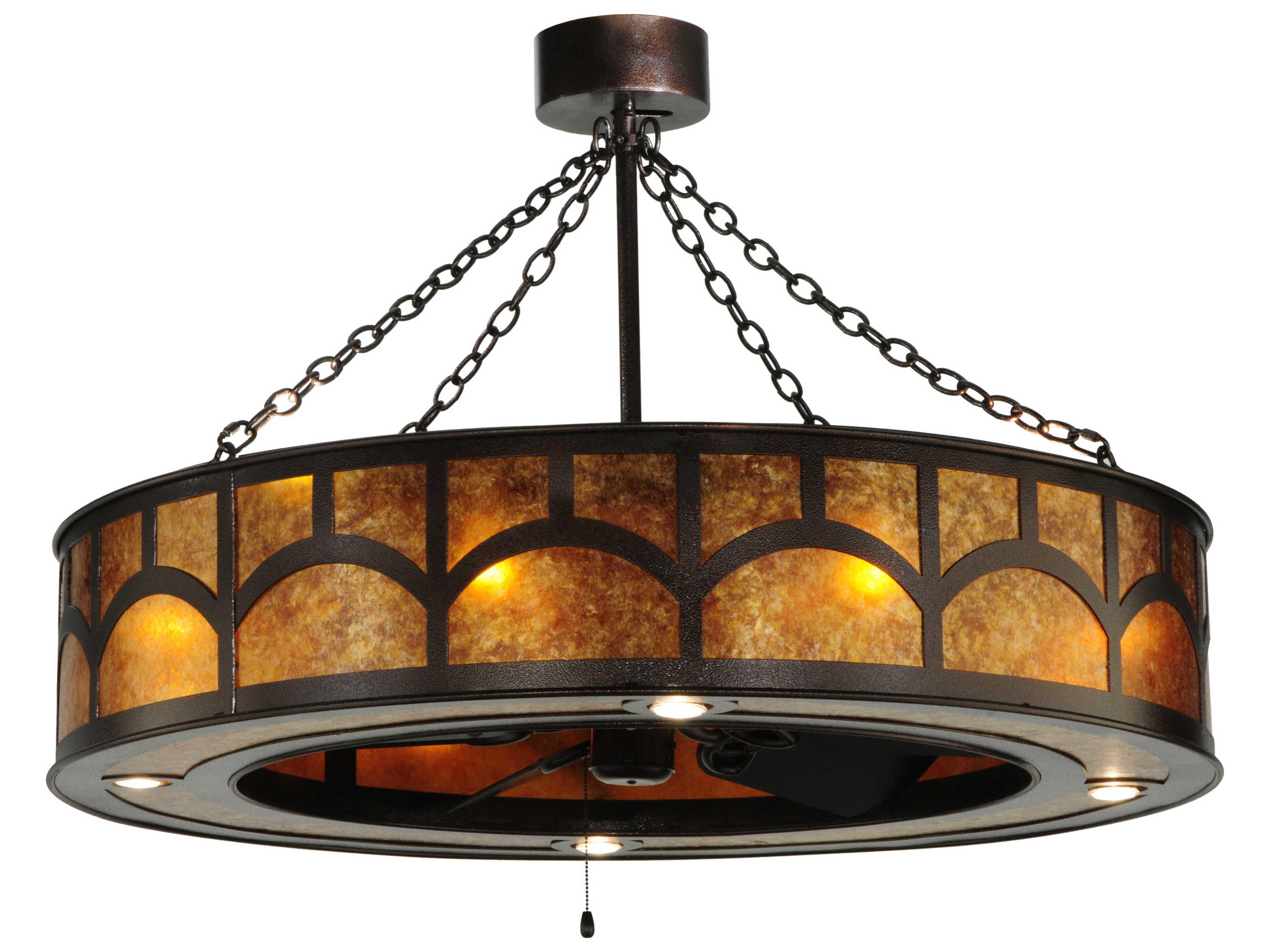 Mission 16-Light Copper Vein amber Drum Pendant