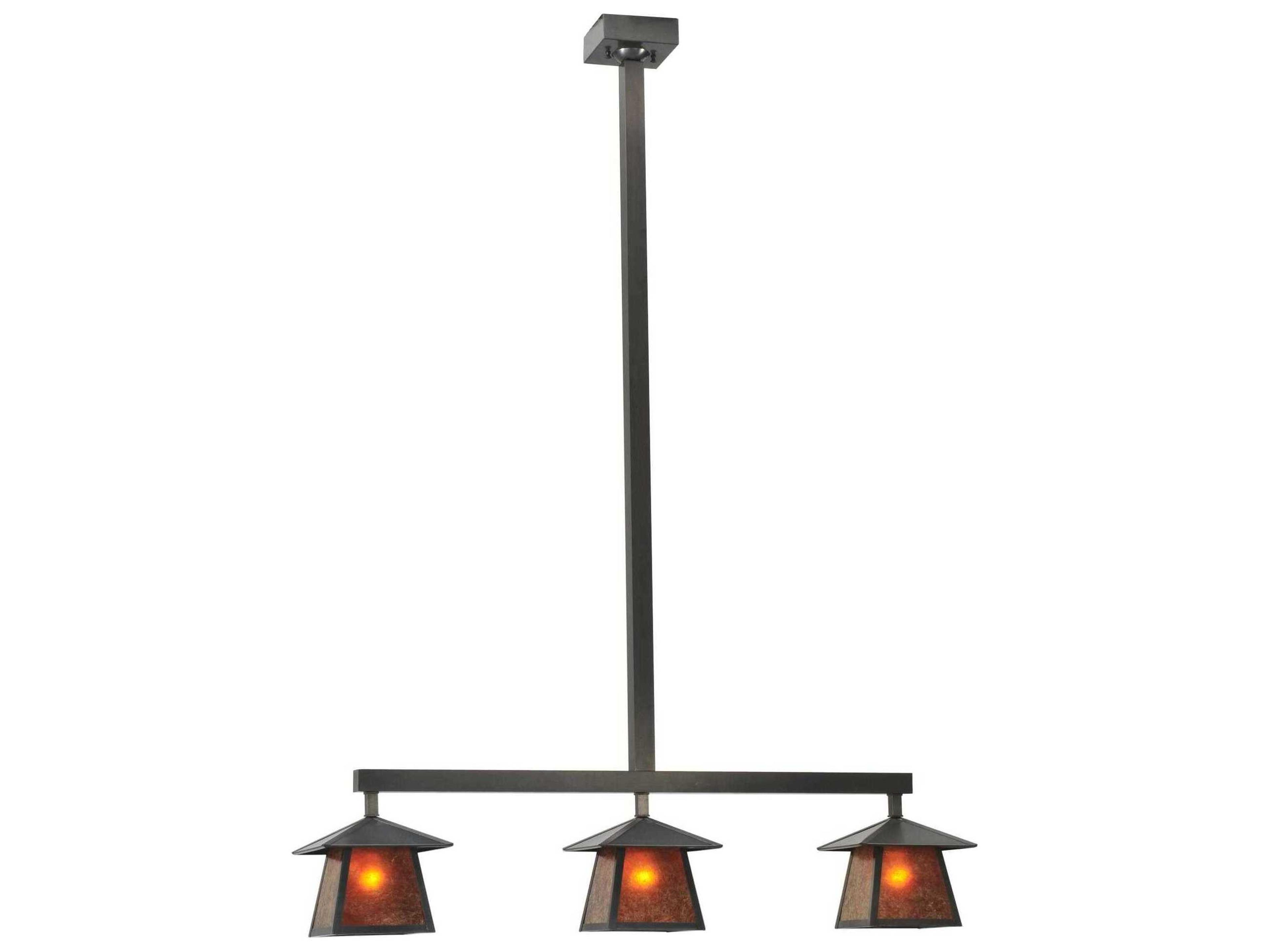 Mission 3-Light Brown Lantern Island Pendant