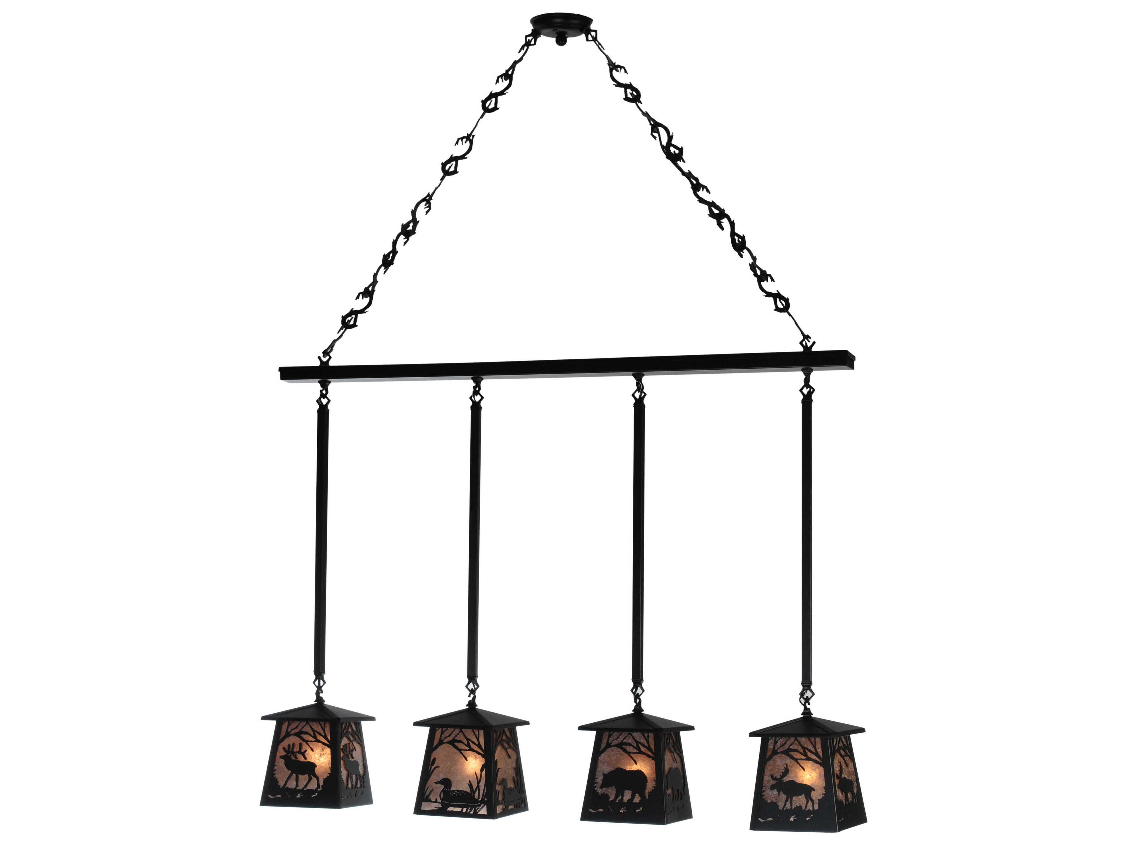 Mission 4-Light Black Lantern Island Pendant