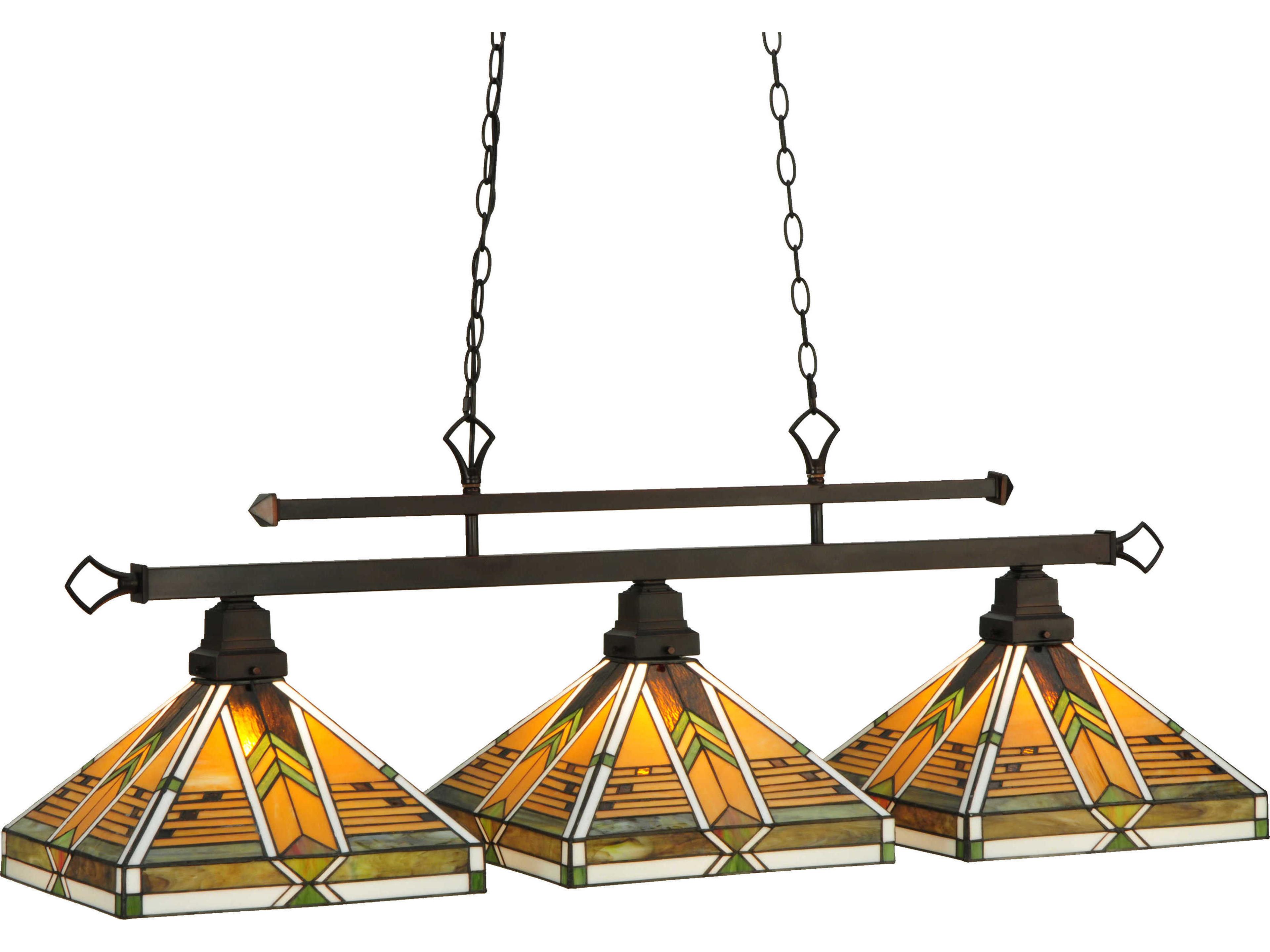 Abilene 3-Light Brown Tiffany Geometric Island Pendant