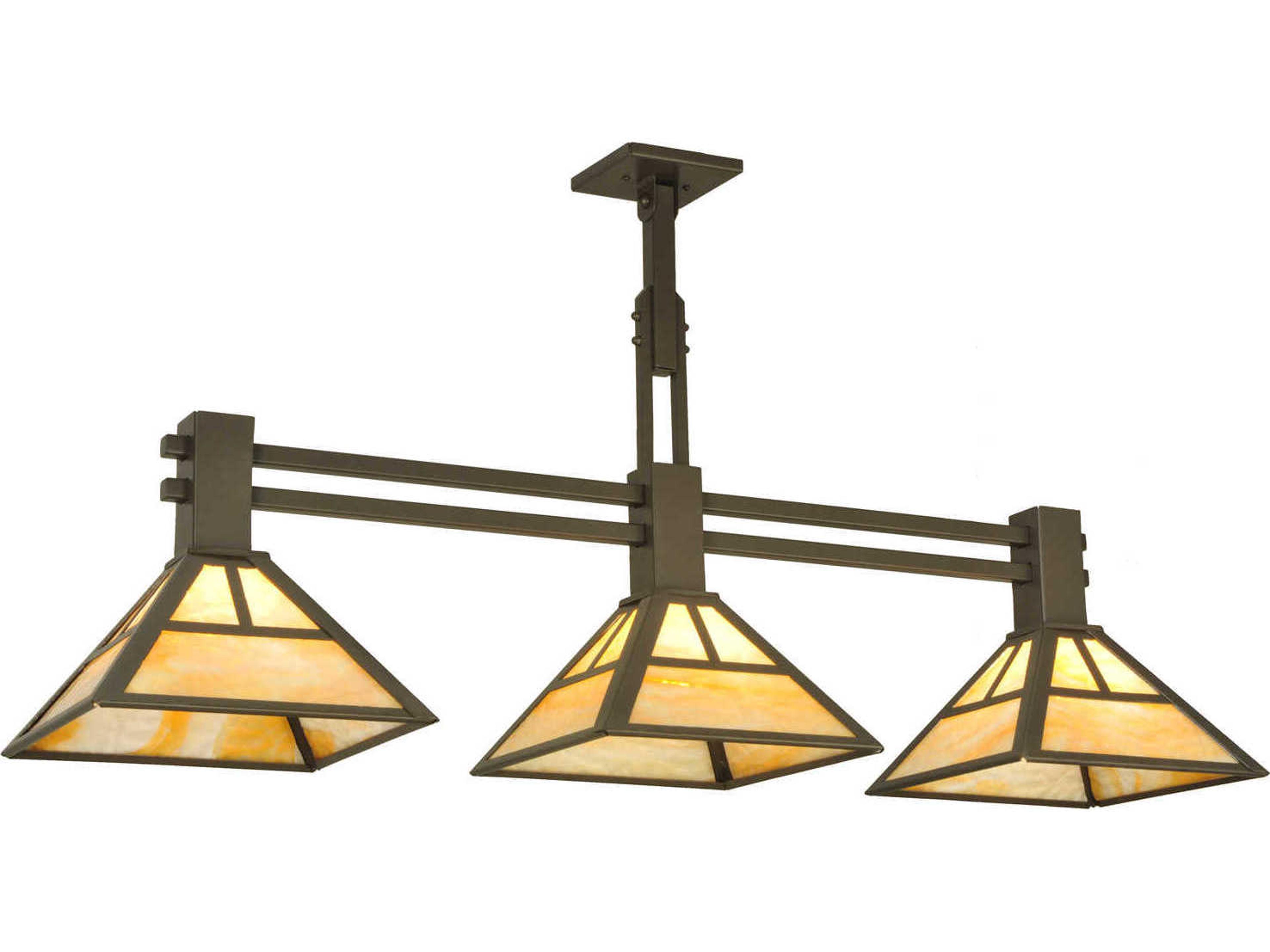 Mission 3-Light Bronze Geometric Island Pendant