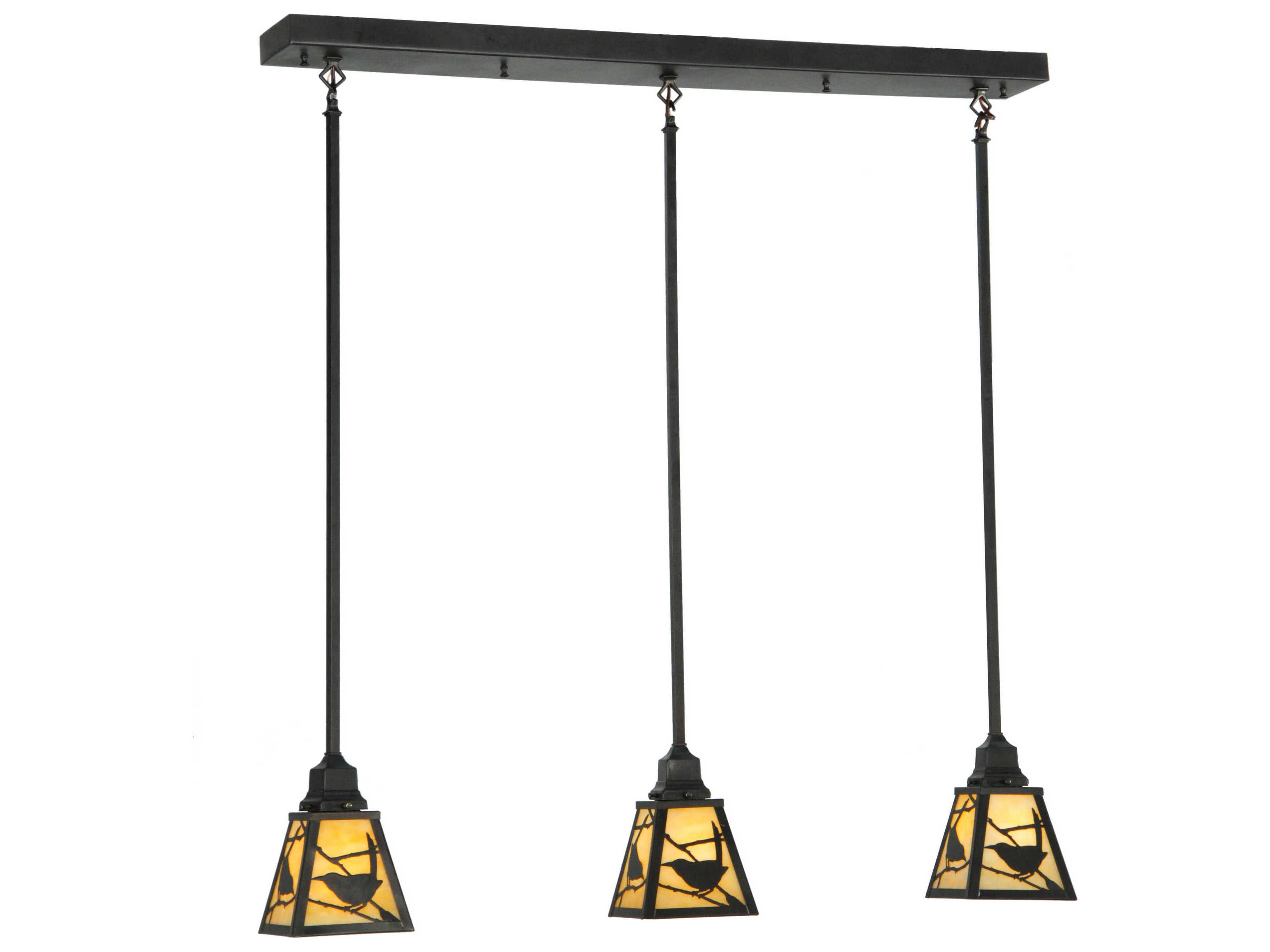 Mission 3-Light Black Geometric Lantern Island Pendant