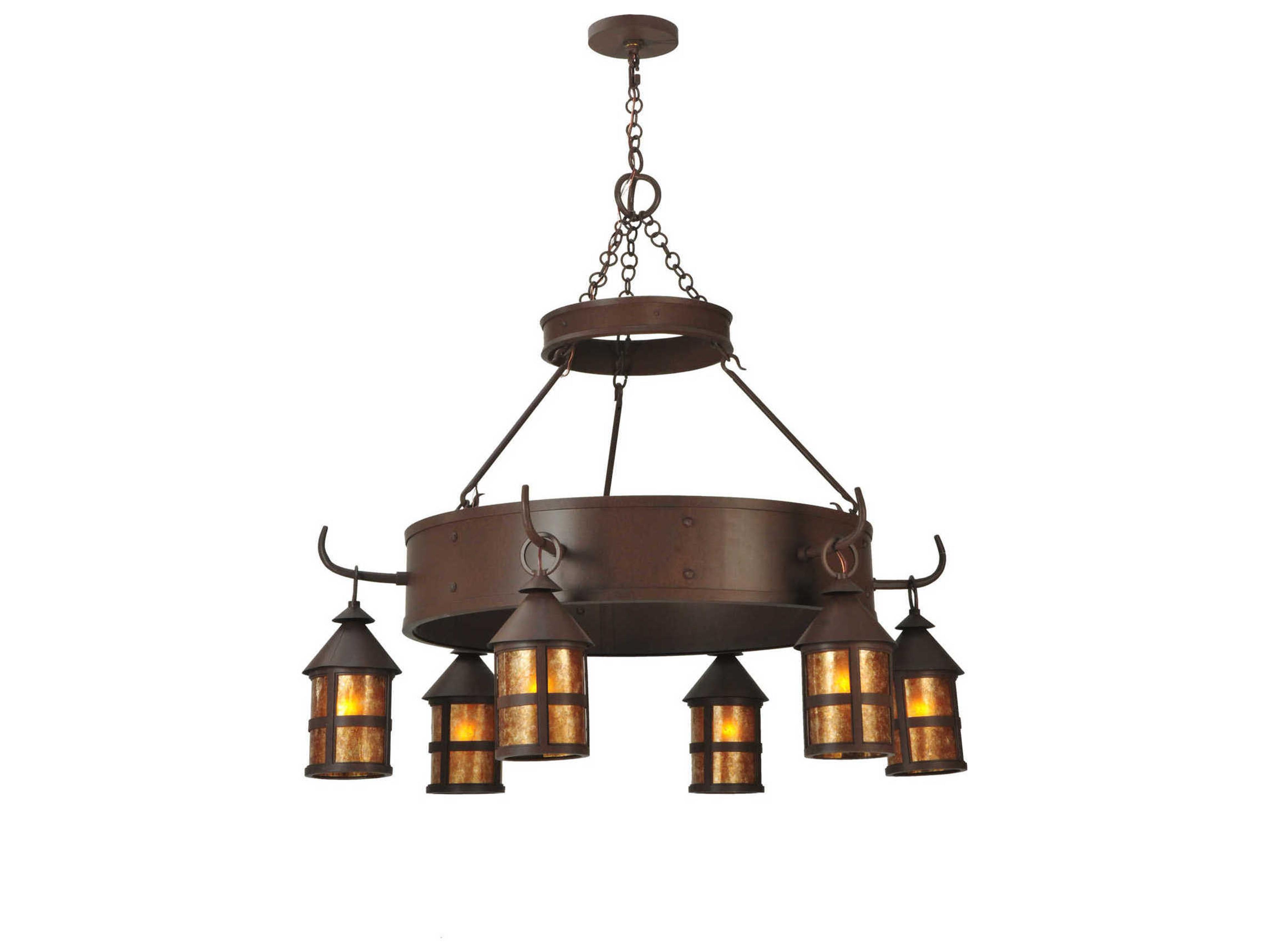 Mission 6-Light Brown Cylinder Chandelier