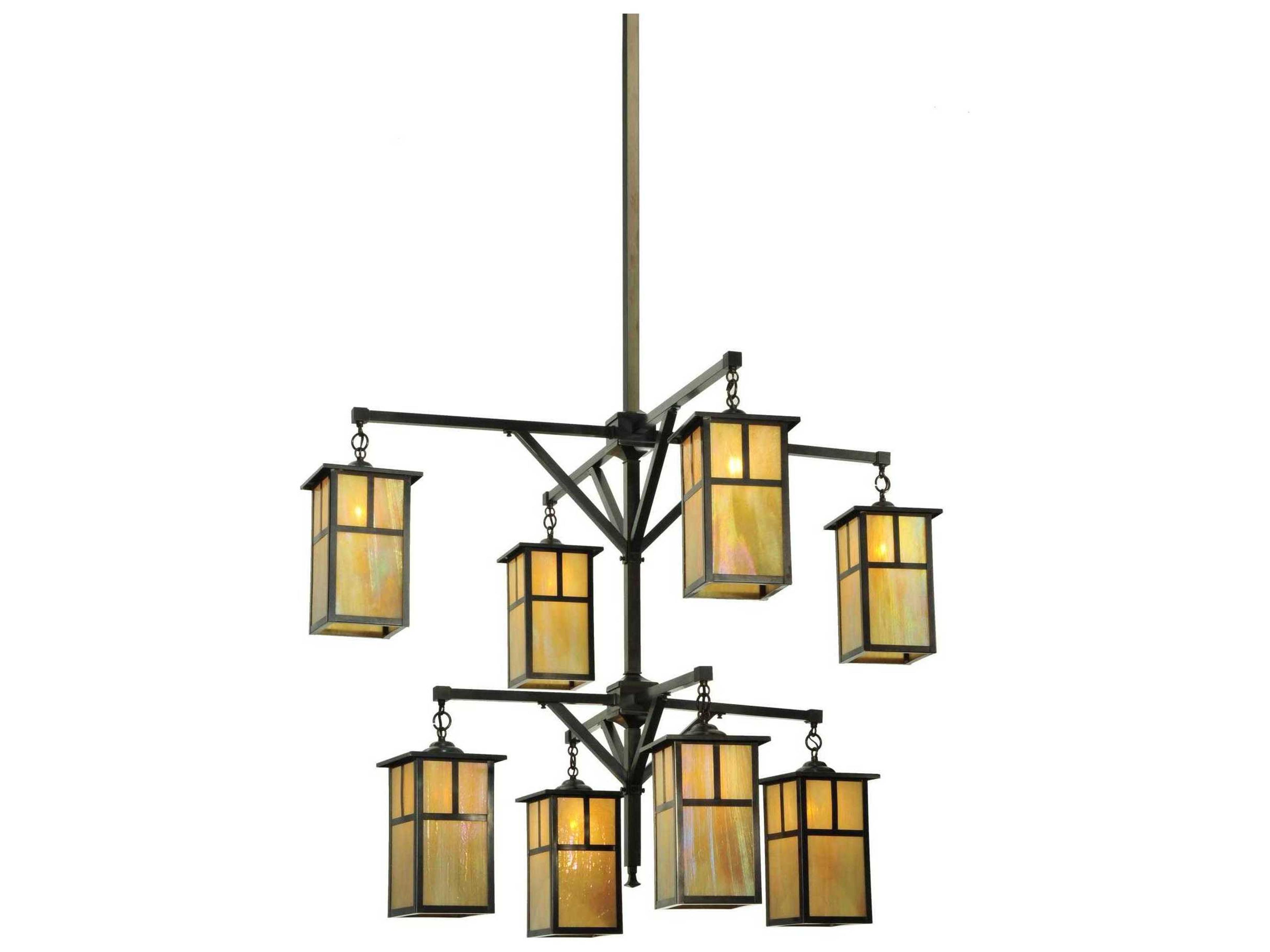 Mission 8-Light Black Geometric Lantern Chandelier