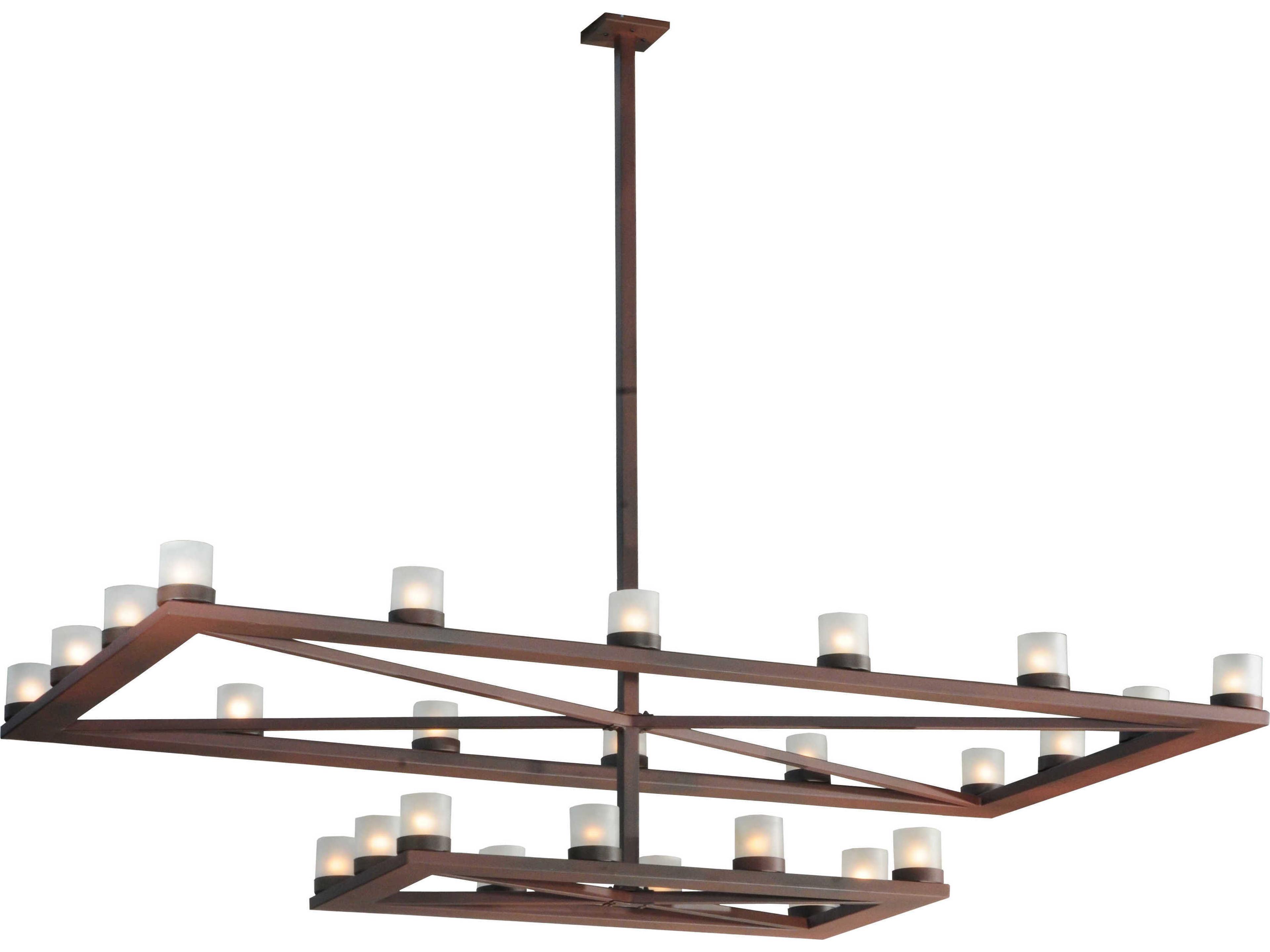Mission 2-Light Brown Glass Candelabra Tiered Chandelier