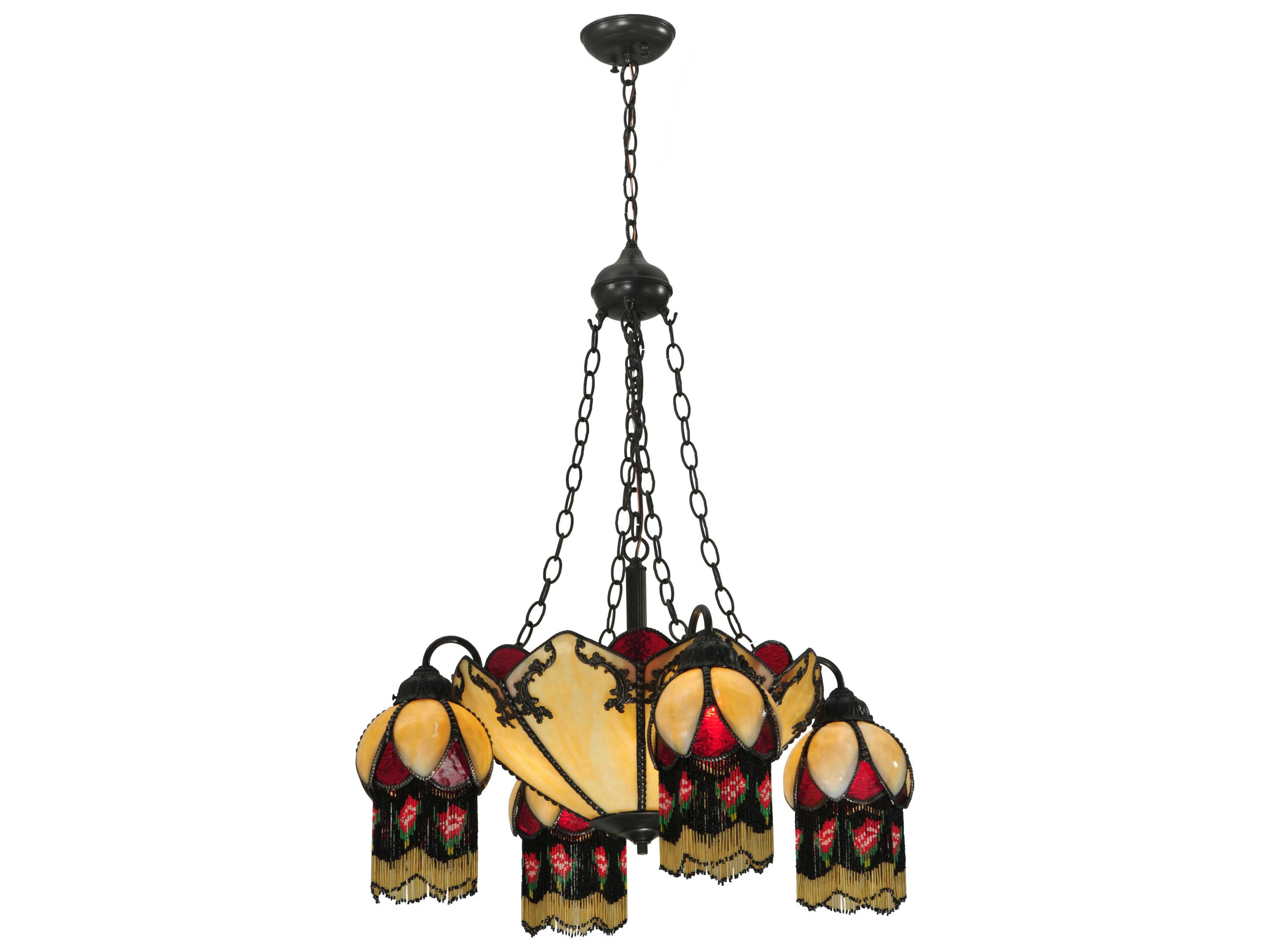 Meyda Isabella 4-Light Yellow Tiffany Bell Chandelier