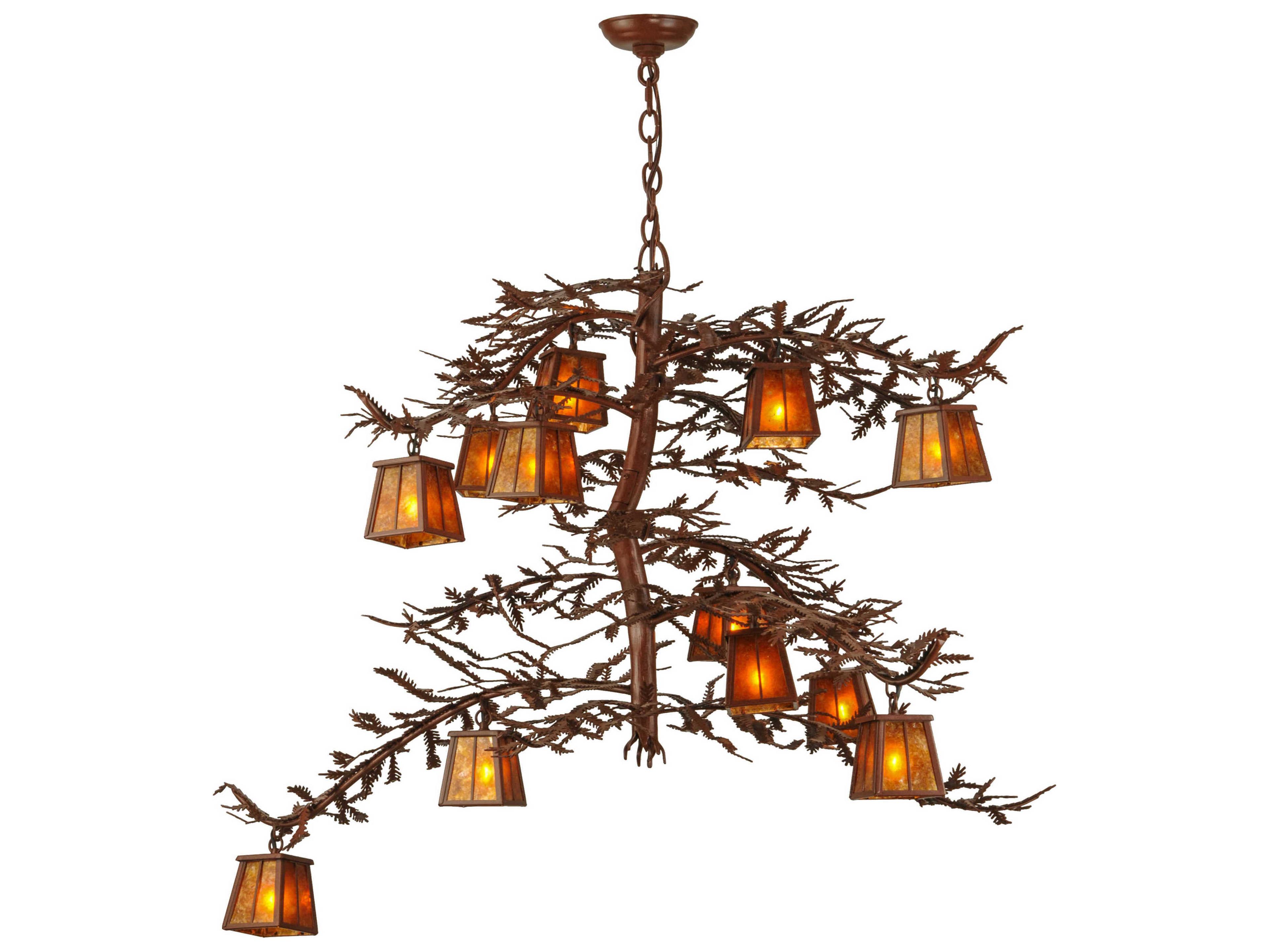Mission 12-Light Red Lantern Chandelier