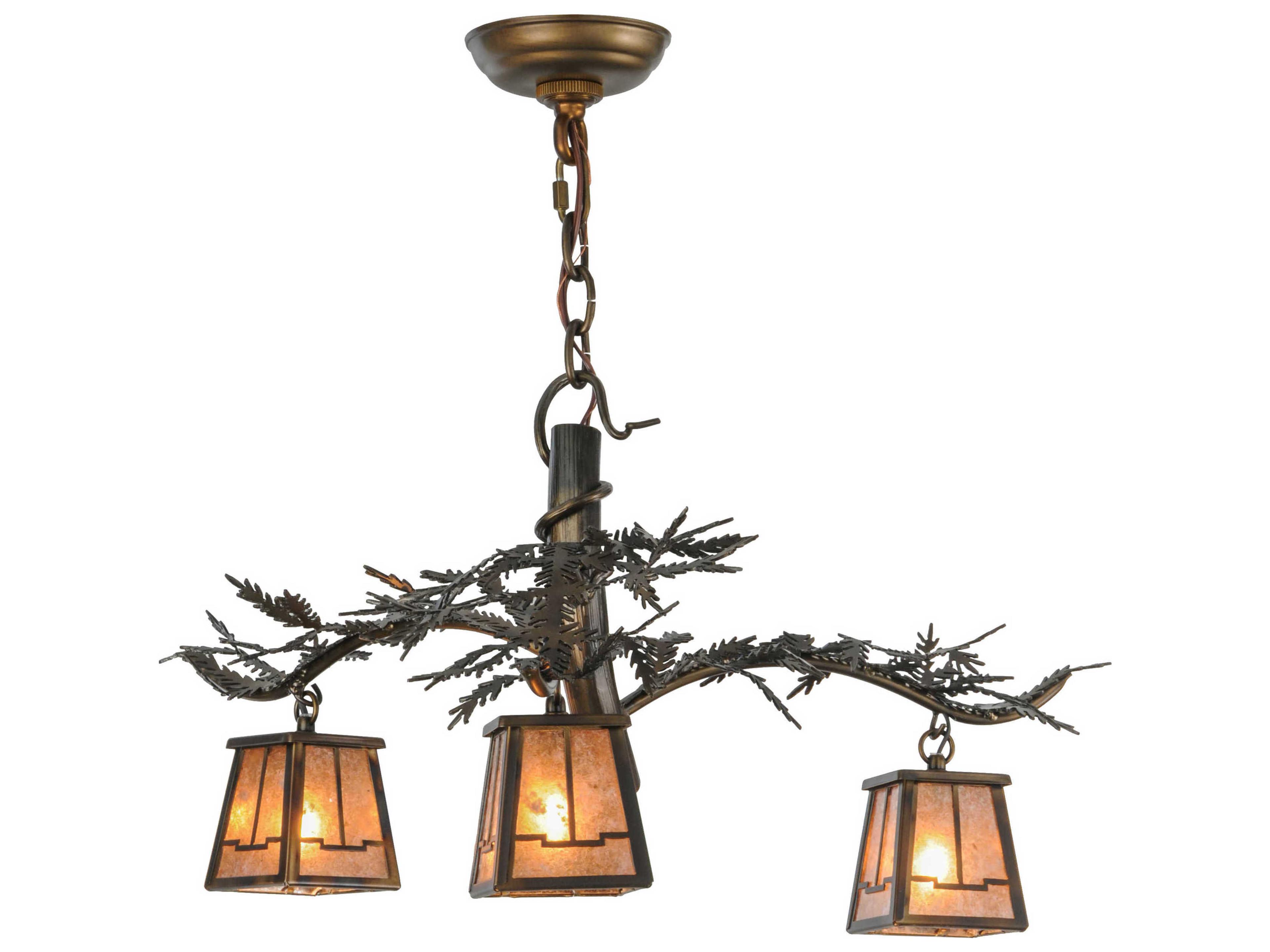 Pine Branch Valley View 3-Light Copper Lantern Chandelier