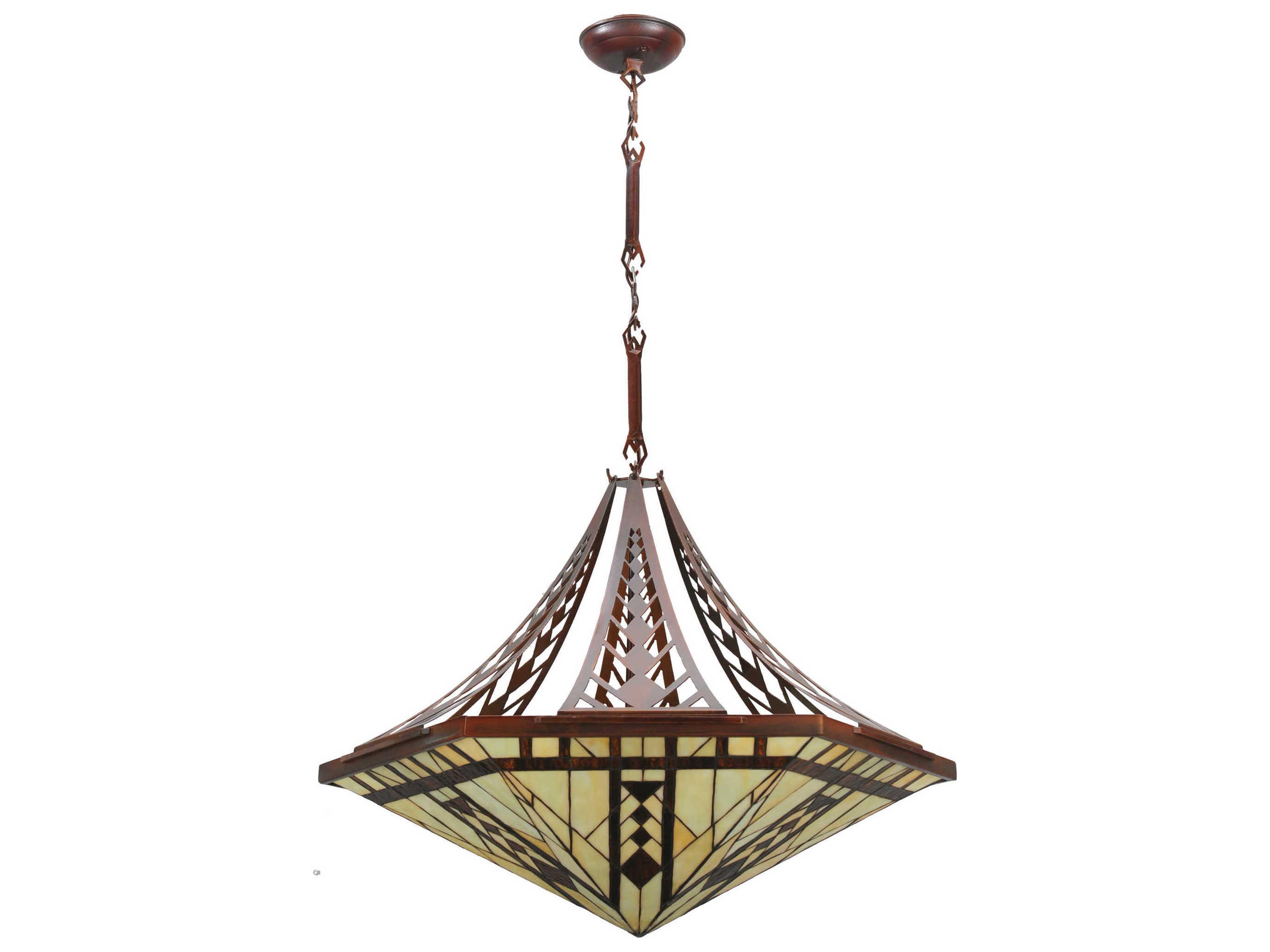 Mission 3-Light Brown Bowl Pendant