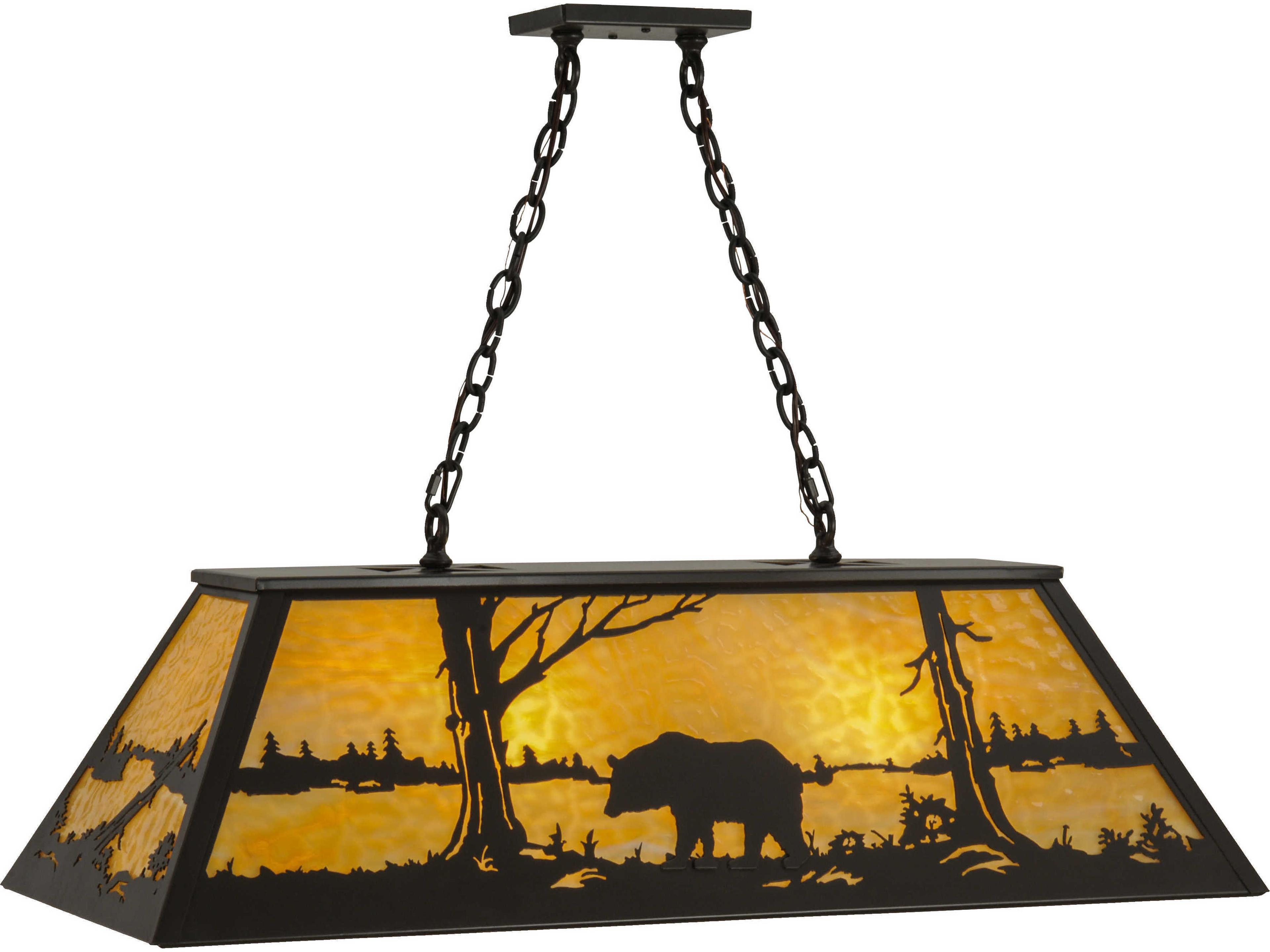 Bear At Lake 6-Light Bronze Geometric Pendant