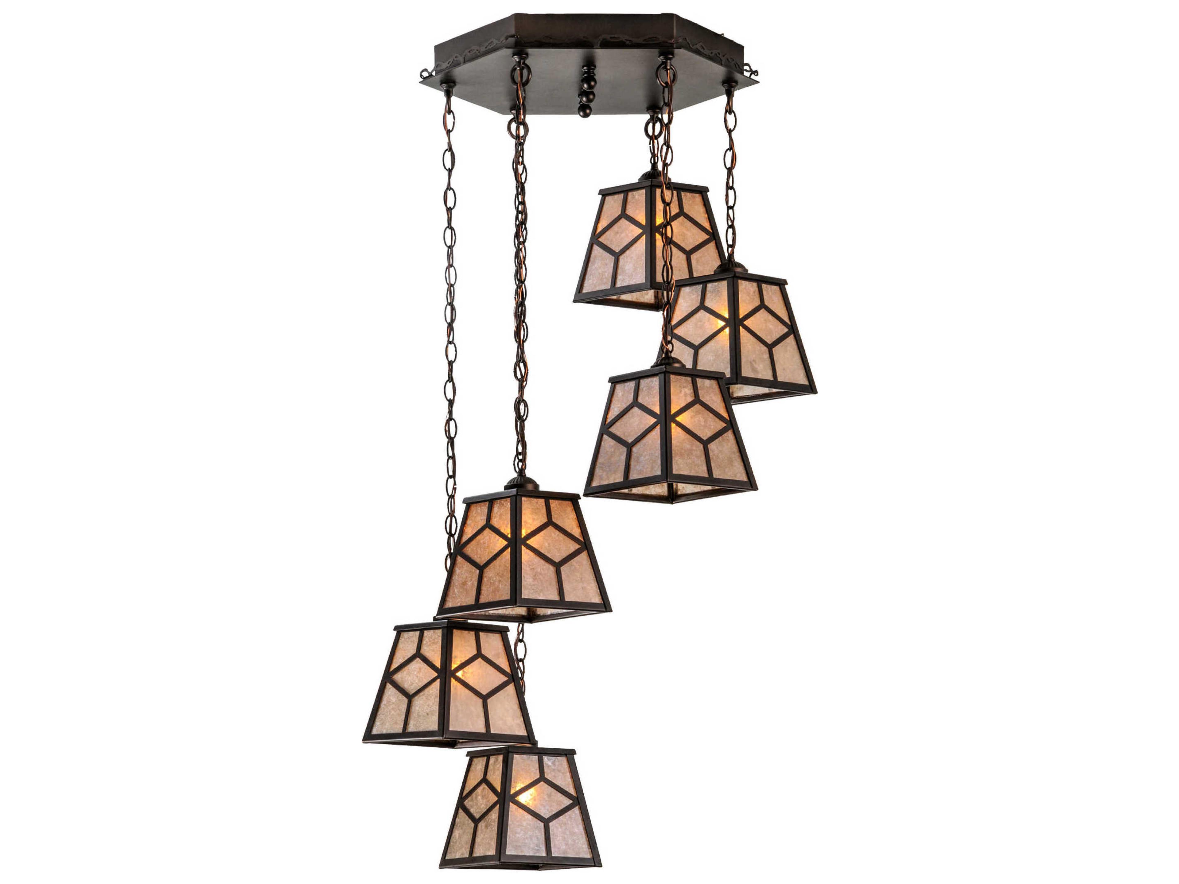 Mission 6-Light Bronze Lantern Pendant