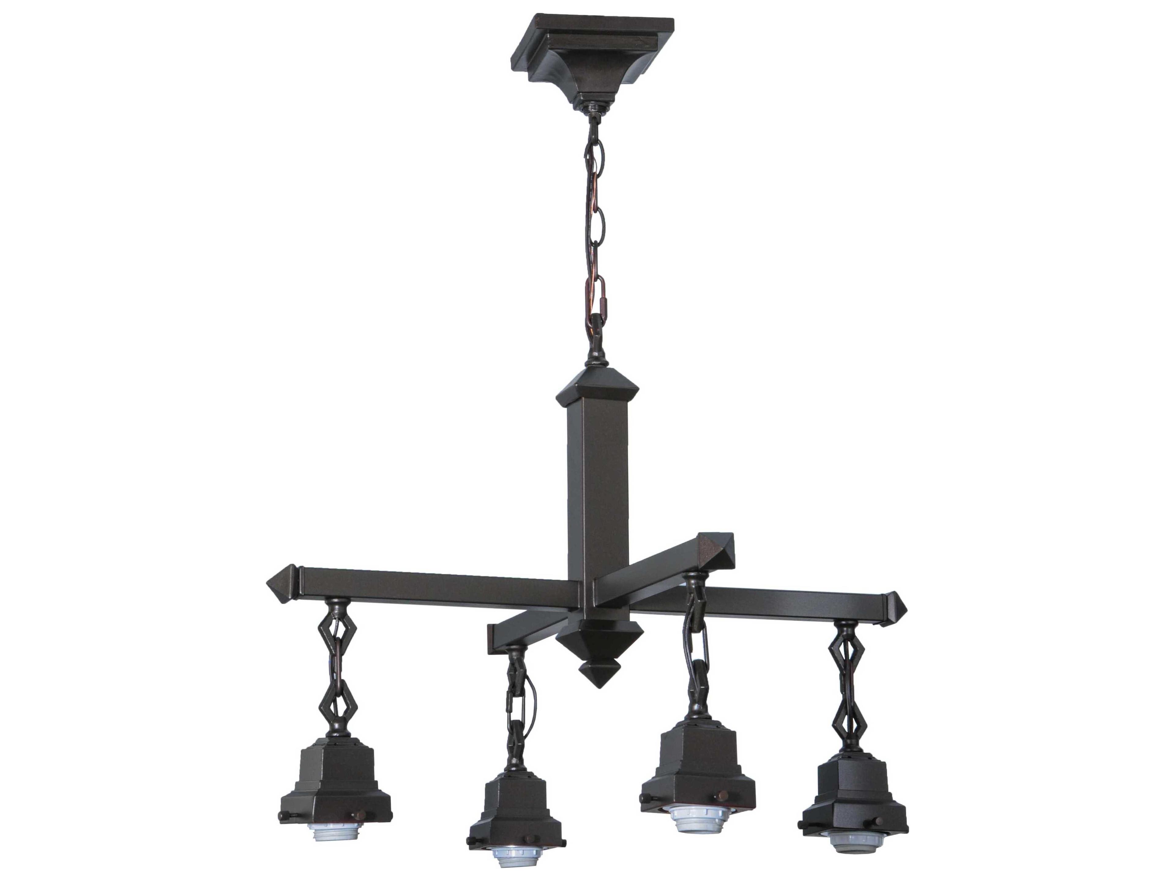 Mission 4-Light Black Glass Pendant