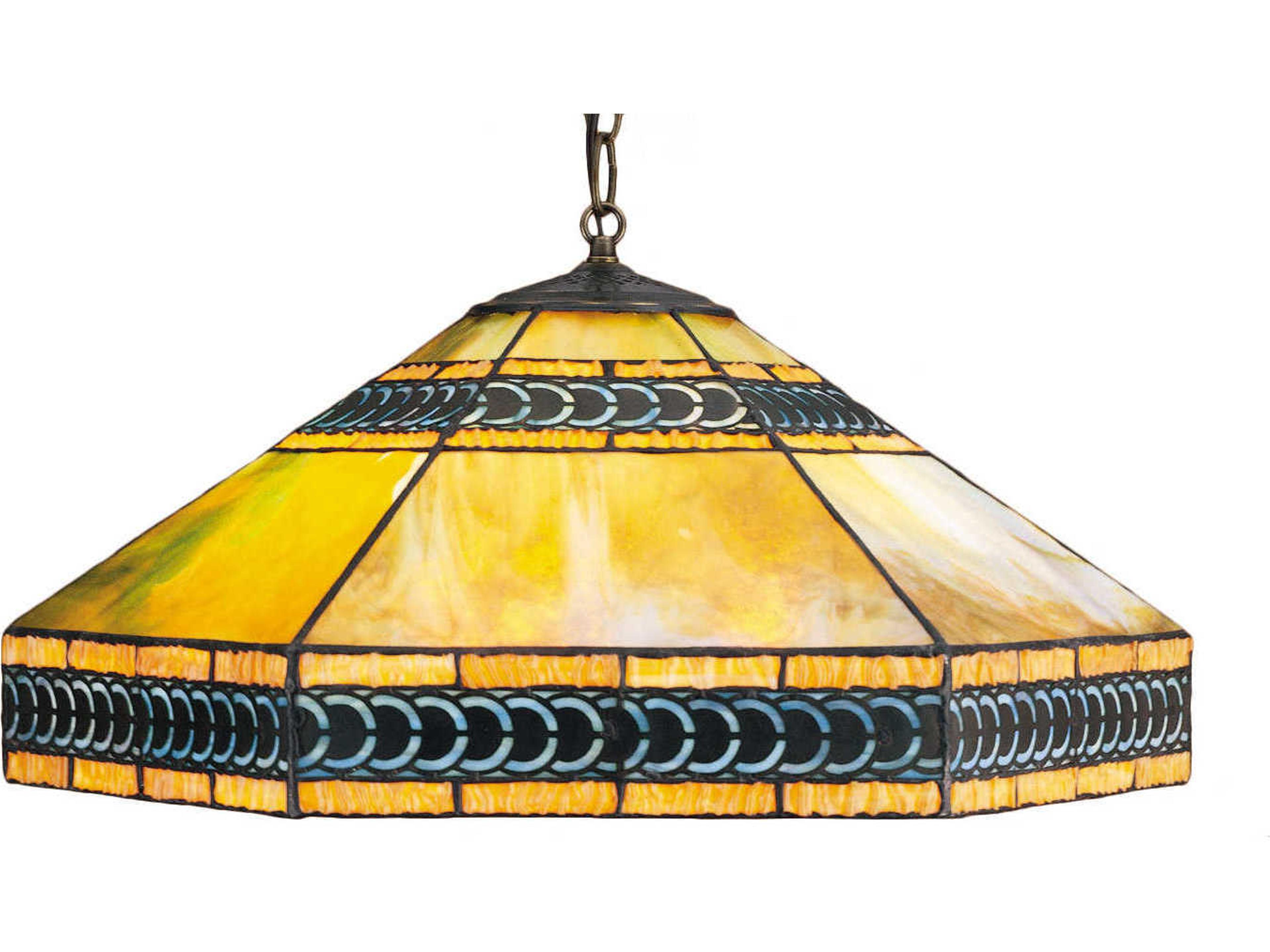 Mission 3-Light Bronze Tiffany Pendant