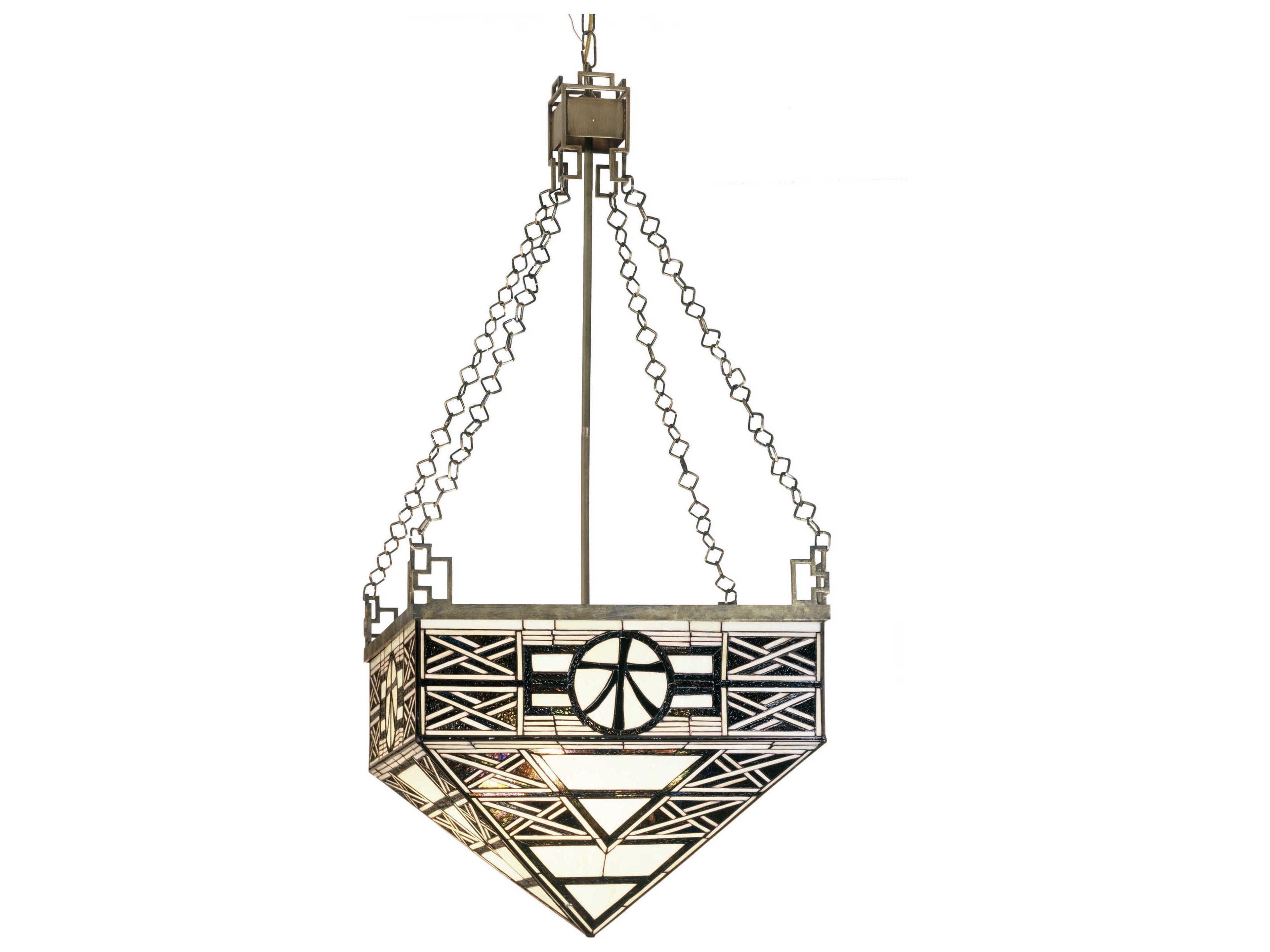 Mission 4-Light Bronze Tiffany Geometric Pendant