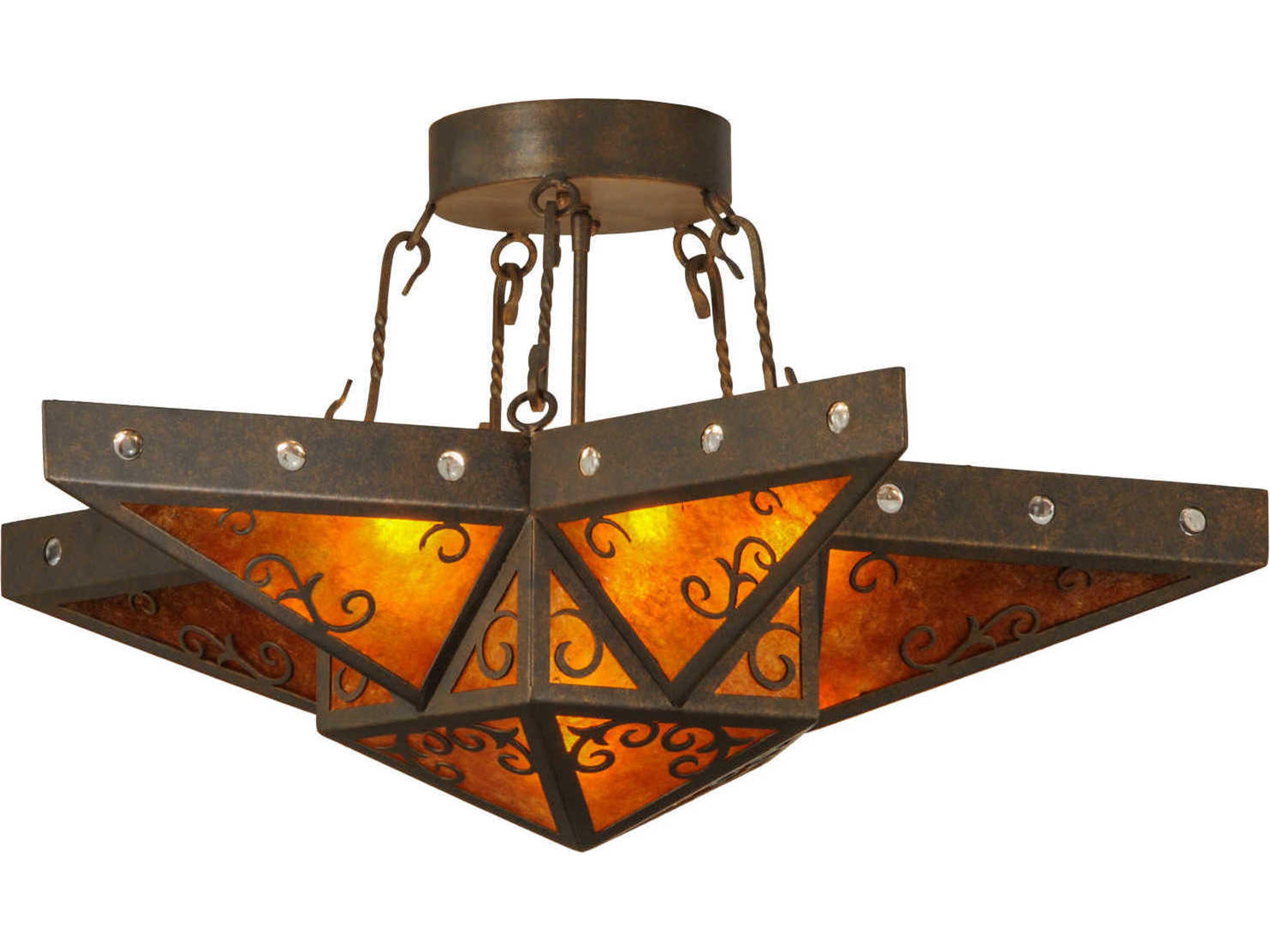 Mission 6-Light Brown Semi Flush Mount