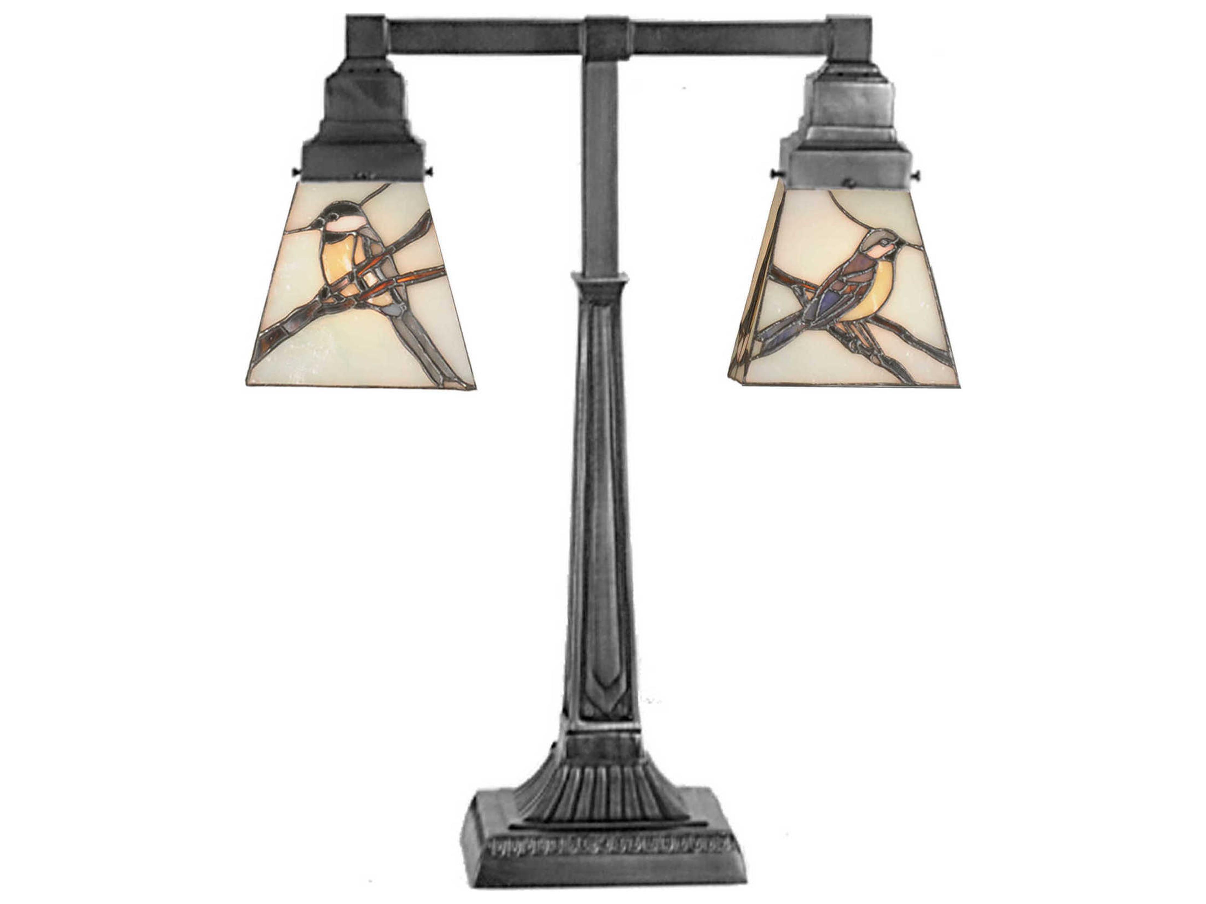 Early Morning Visitors Black Table Lamp
