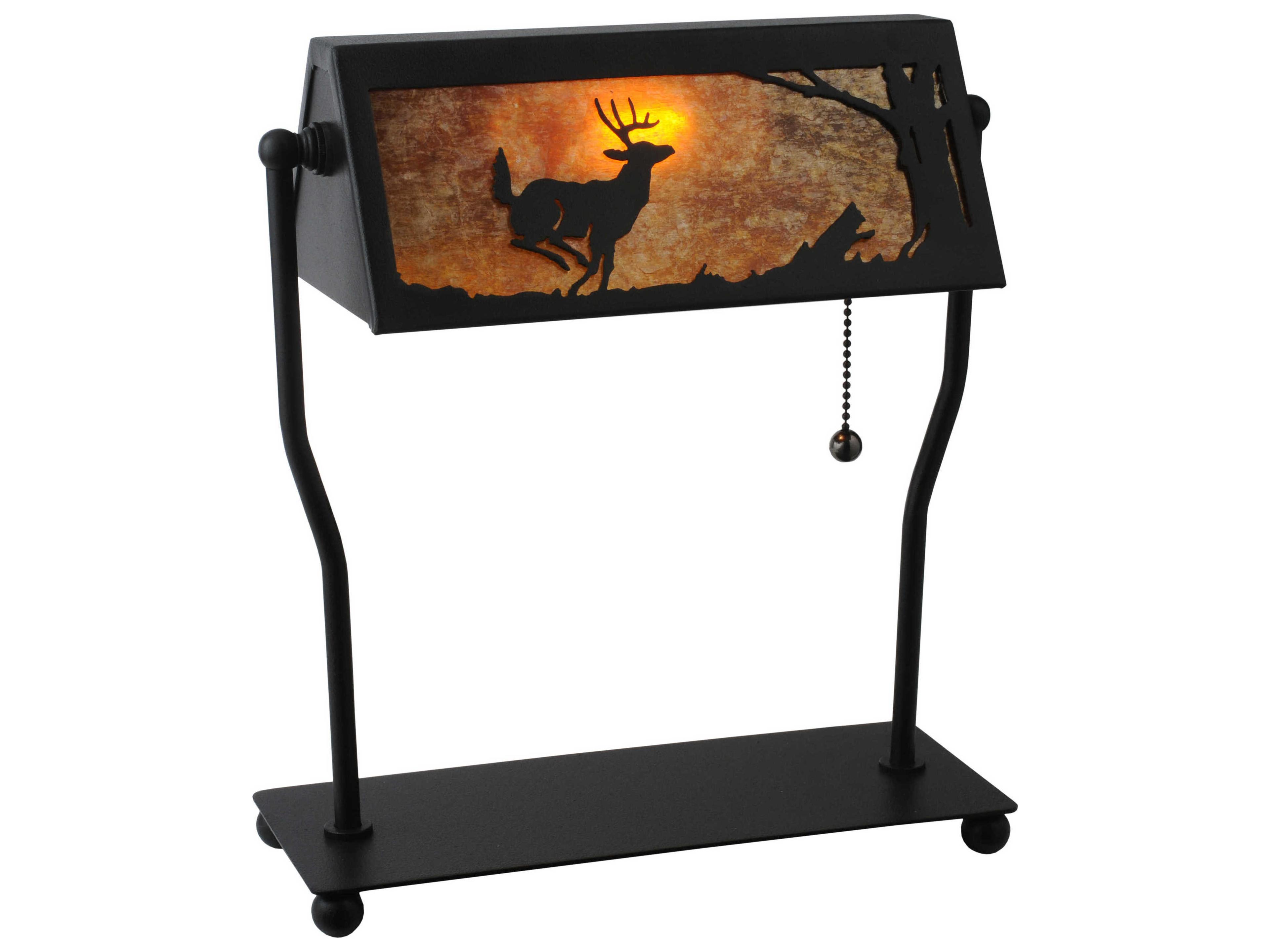 Deer On The Loose Banker's Black Table Lamp