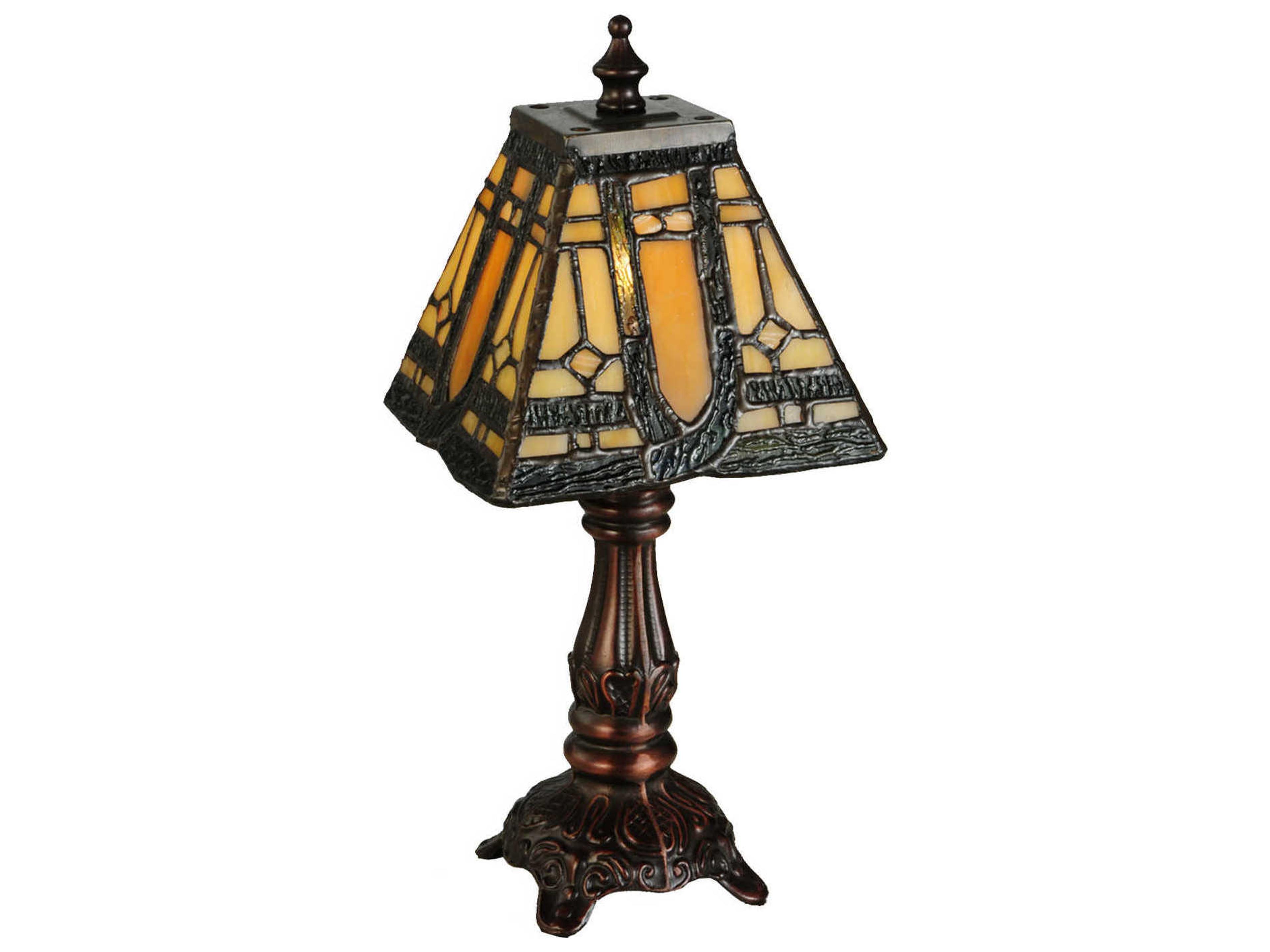 Sierra Prairie Mission Mini Bronze Tiffany Table Lamp