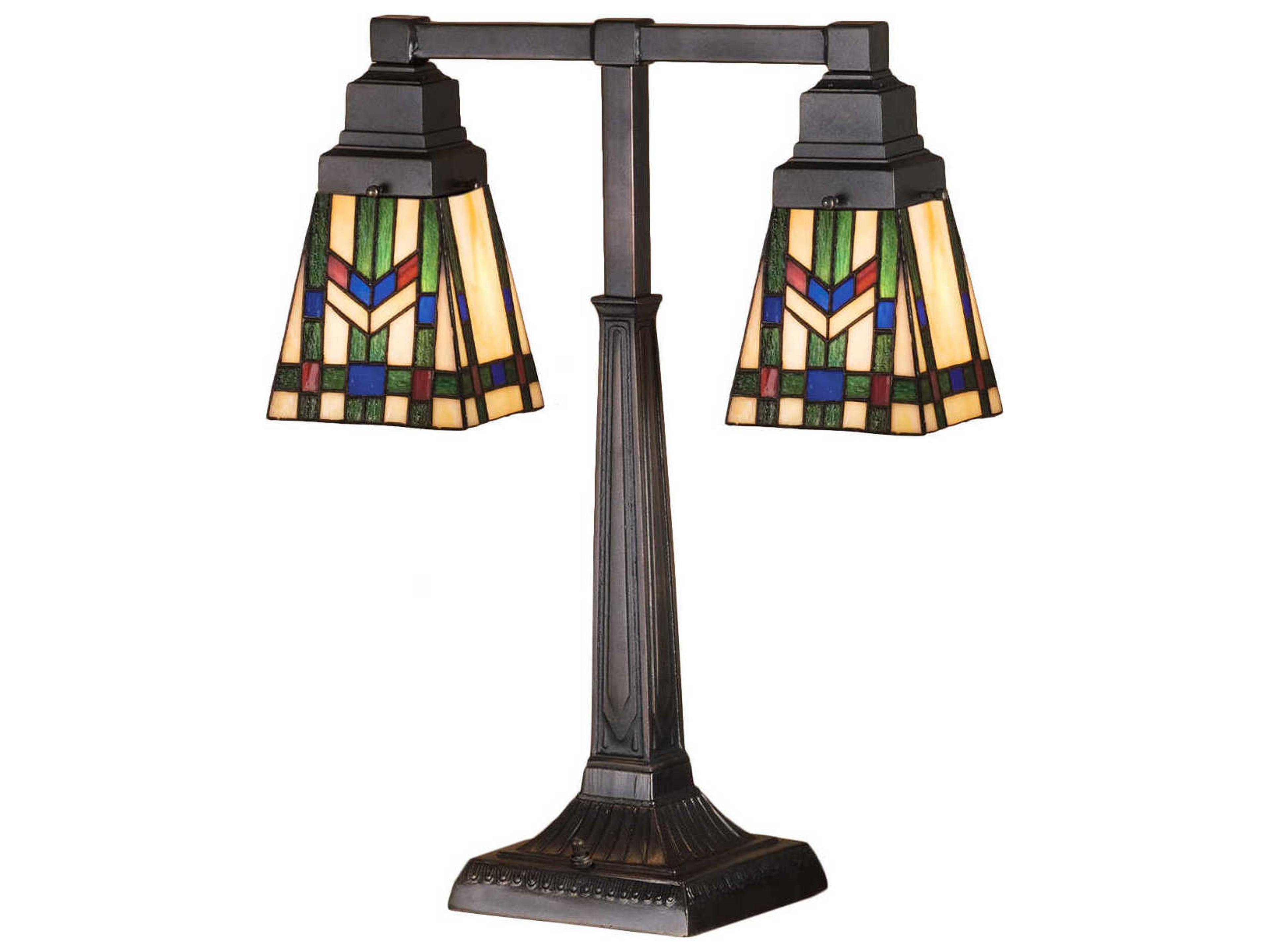 Prairie Wheat 2 Arm Bronze Tiffany Table Lamp