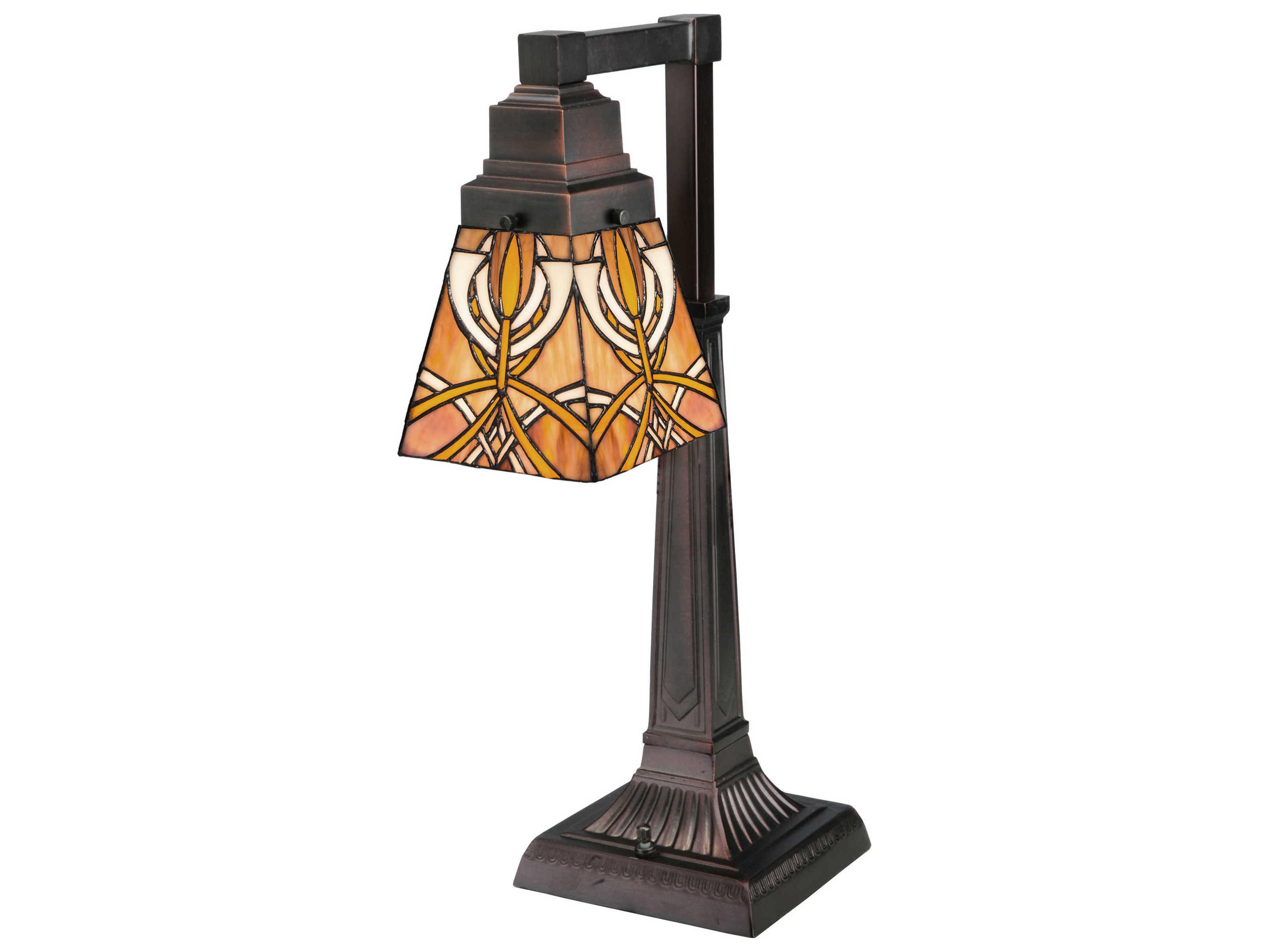Glasgow Bungalow Bronze Tiffany Table Lamp