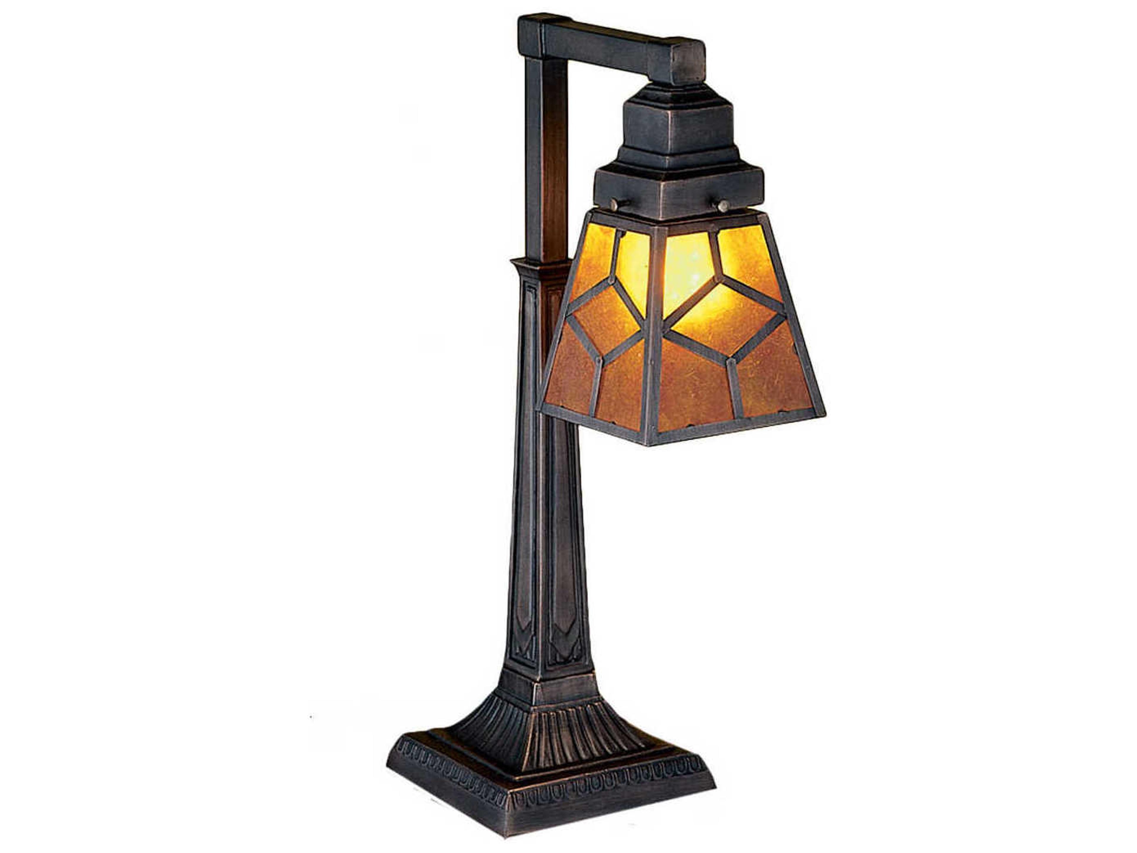 Diamond Mission Amber Mica Bronze Glass Table Lamp
